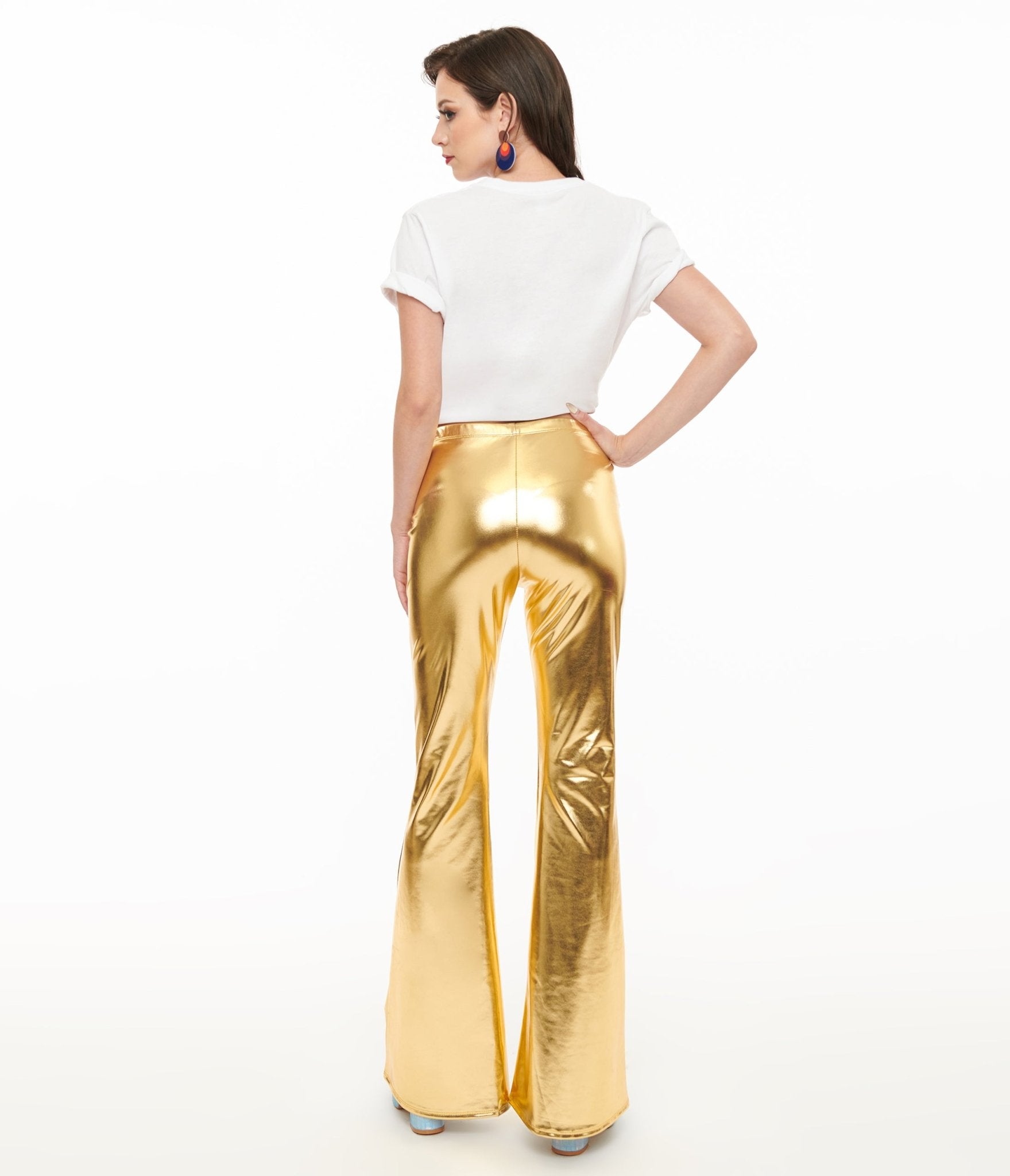 Pretty Attitude Clothing 1970s Gold Palazzo Flare Pants