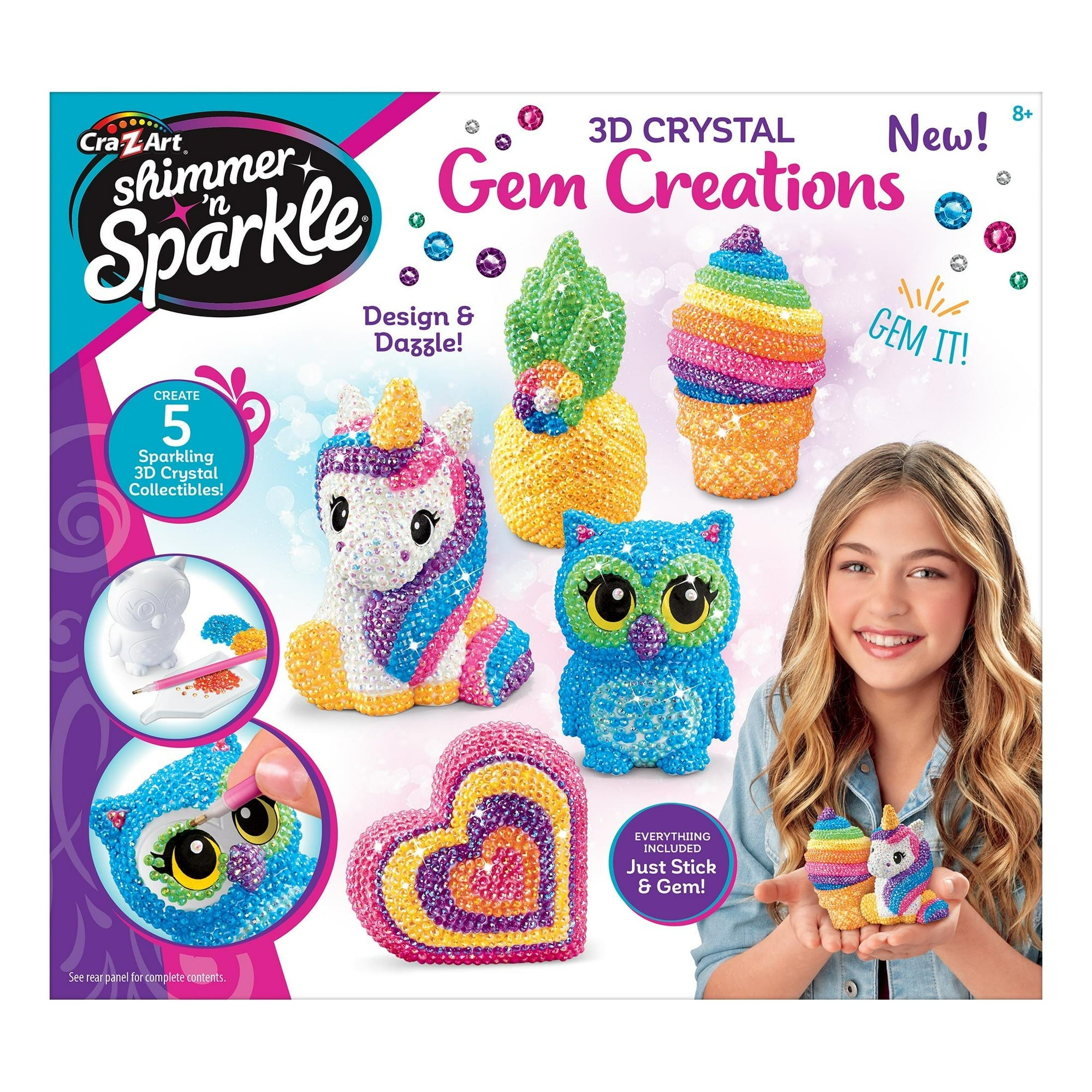 Cra-Z-Art 65652WM-4 Shimmer N Sparkle 3D Crystal Gem Creations Design & Dazzle, Unisex Tween & Teens Ages 8 and up