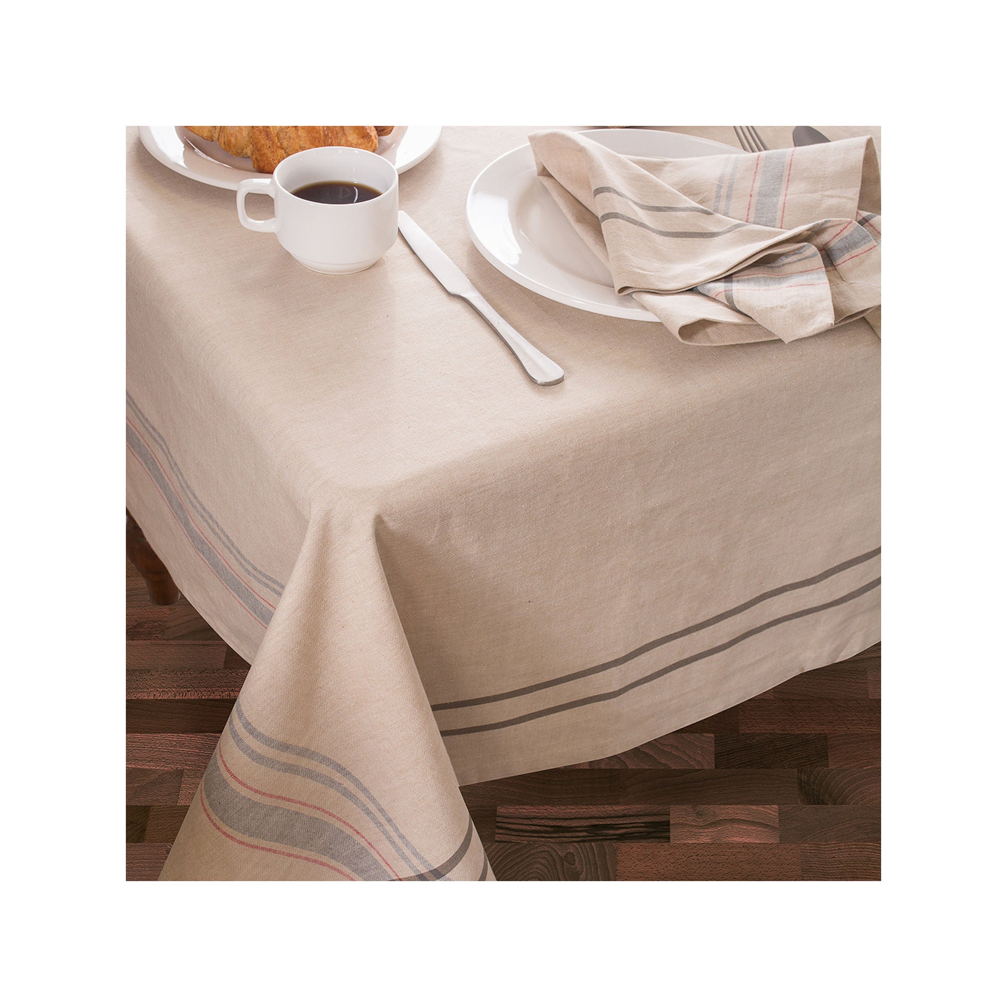 Design Imports French Stripe Tablecloth - GRAY ONE SIZE