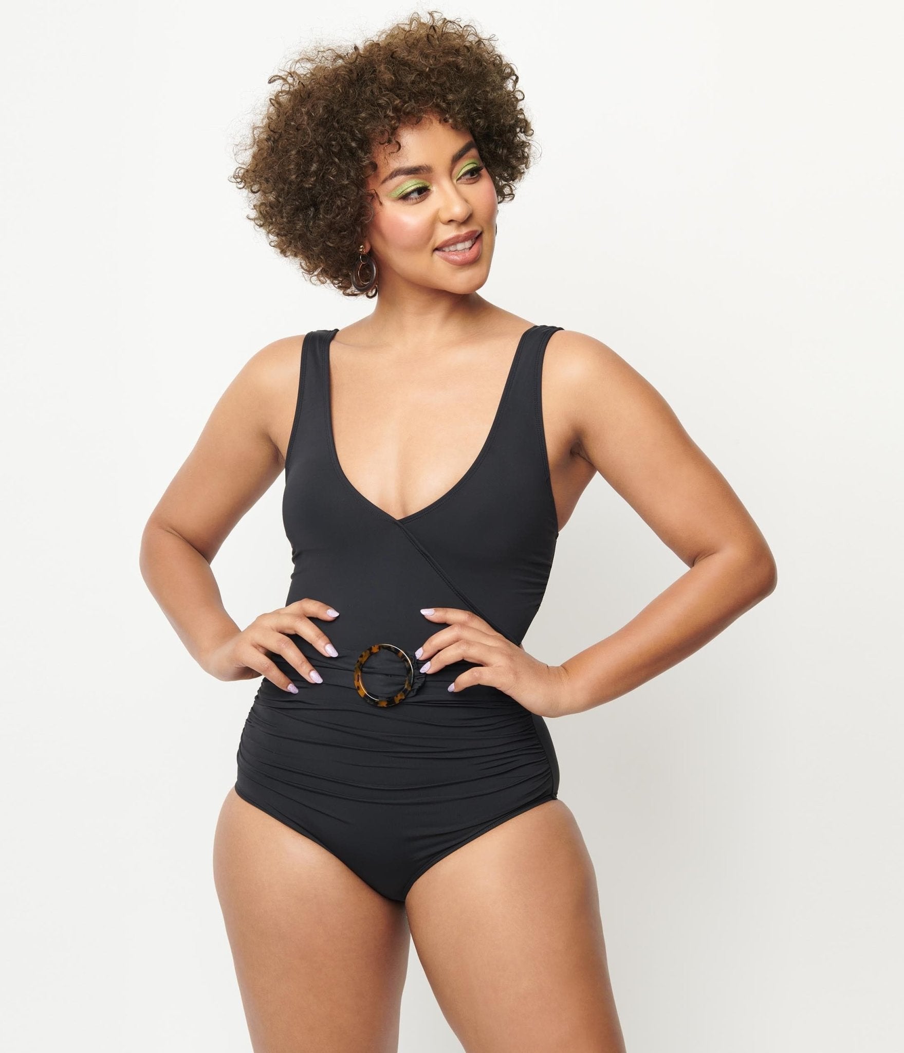 Kingdom & State 1950s Black Belted One Piece Swimsuit