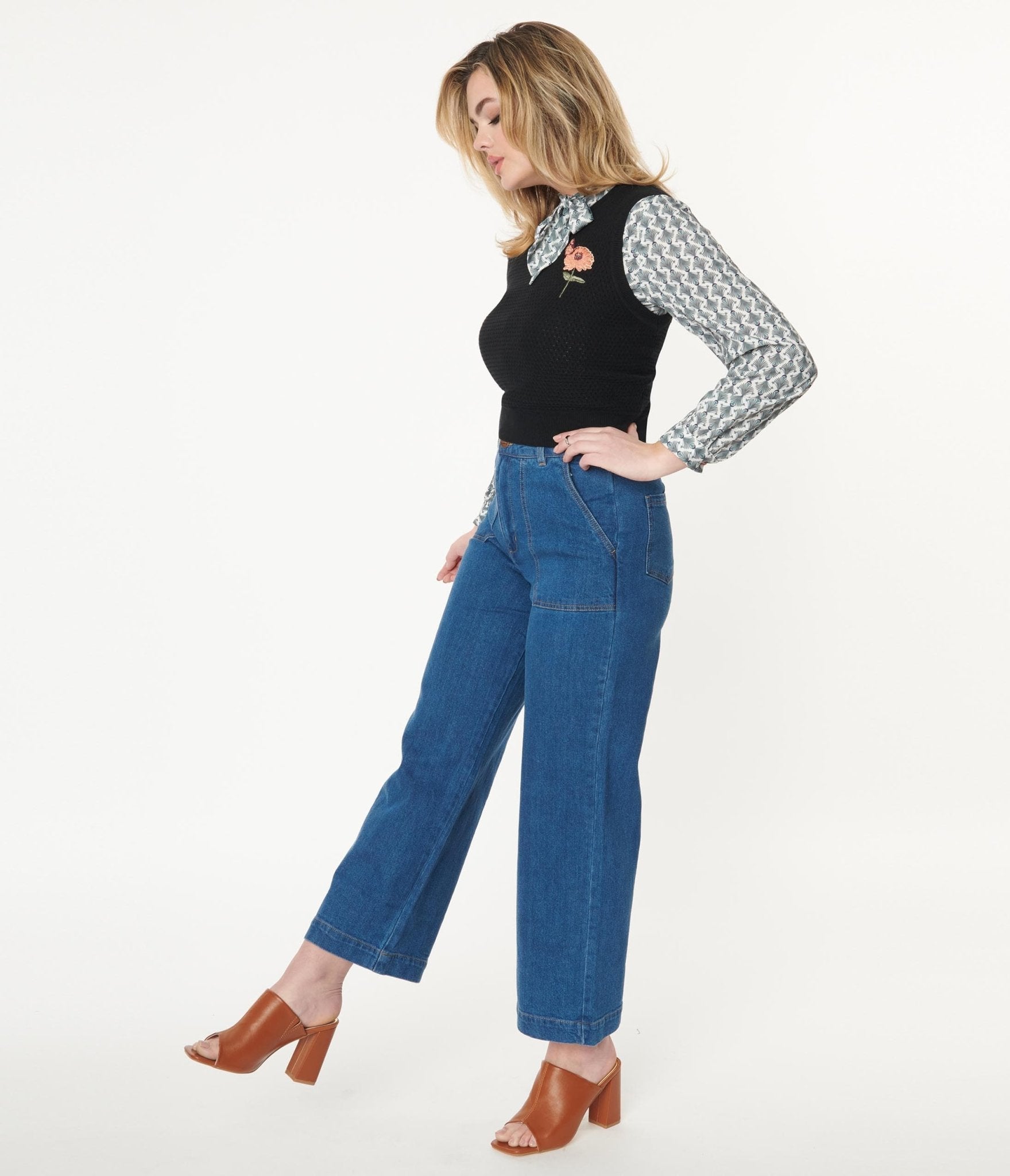 Medium Blue Denim High Waist Jeans