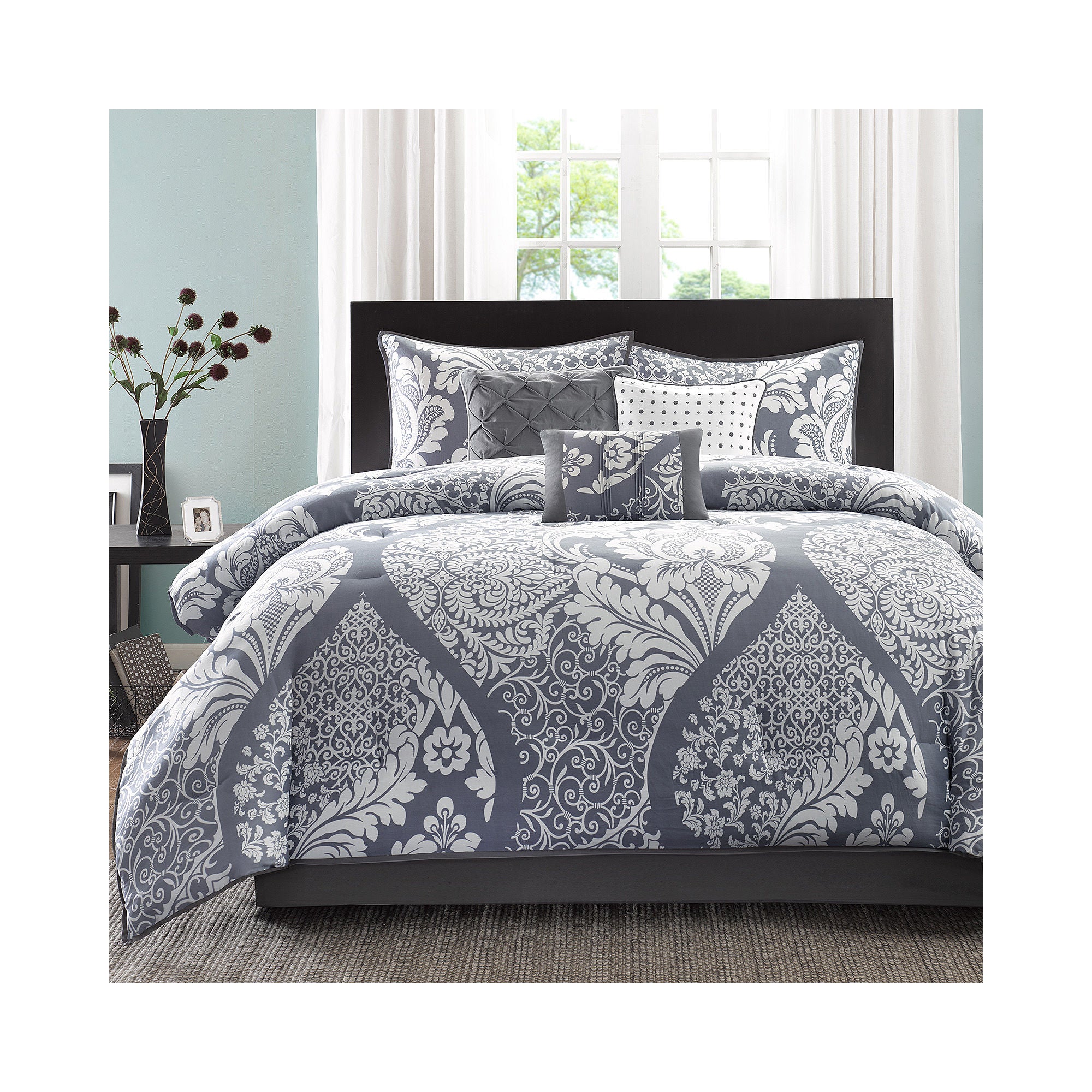 Madison Park Marcella Contemporary 7-Pc. Cotton Printed Comforter Set - SLATE ONE SIZE