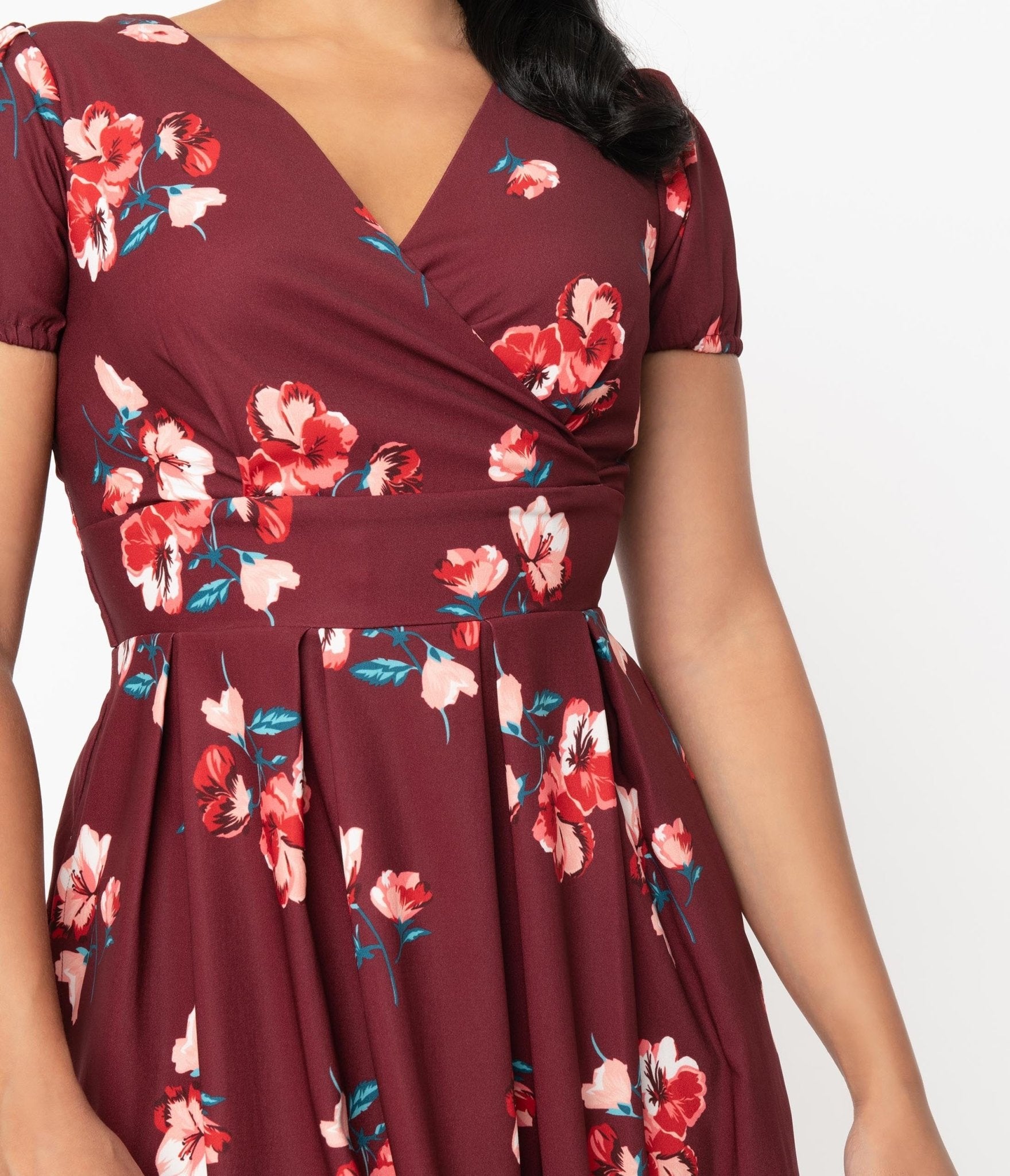 Burgundy & Pink Floral Tilly Swing Dress