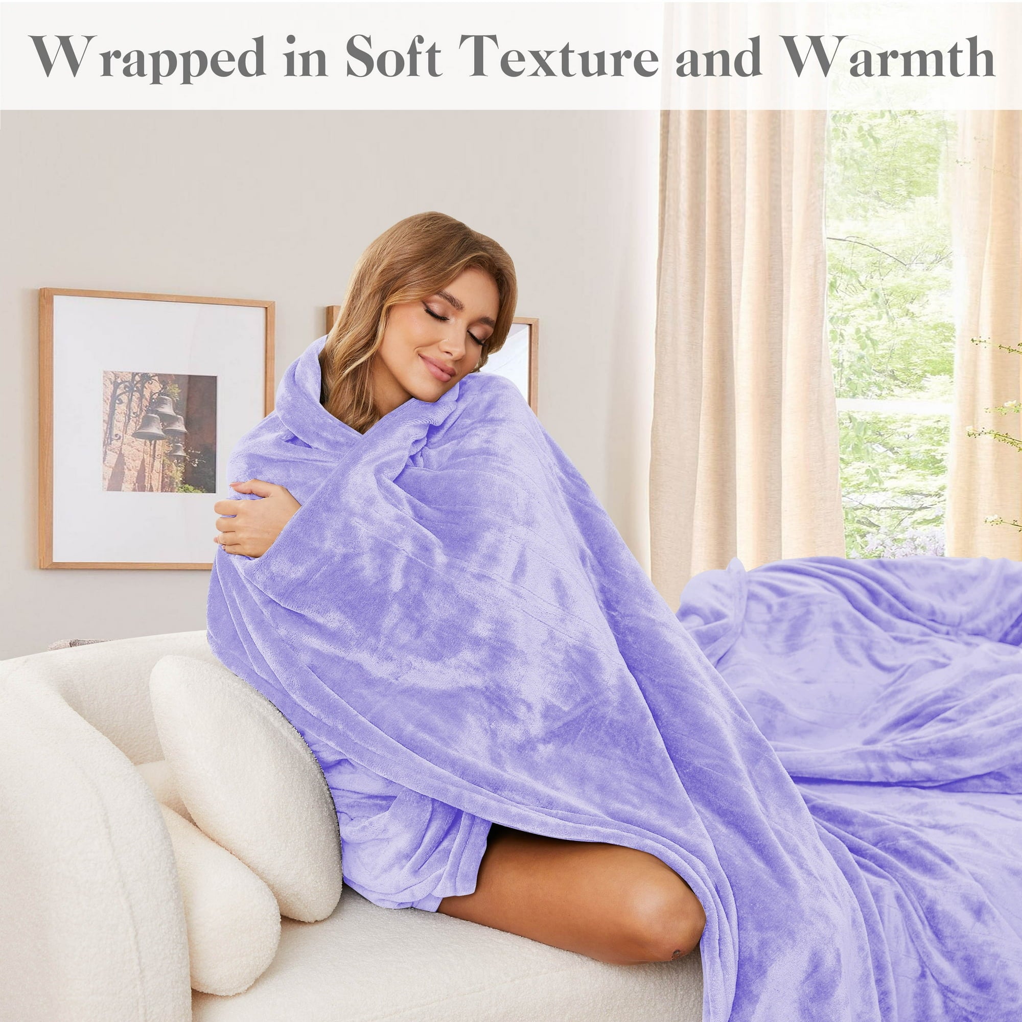 GONUES WDJ-EBA-BL-FF Electric Blanket 72x 84 Full Size Soft Warm Flannel Fast Heating Blanket, Full, Purple