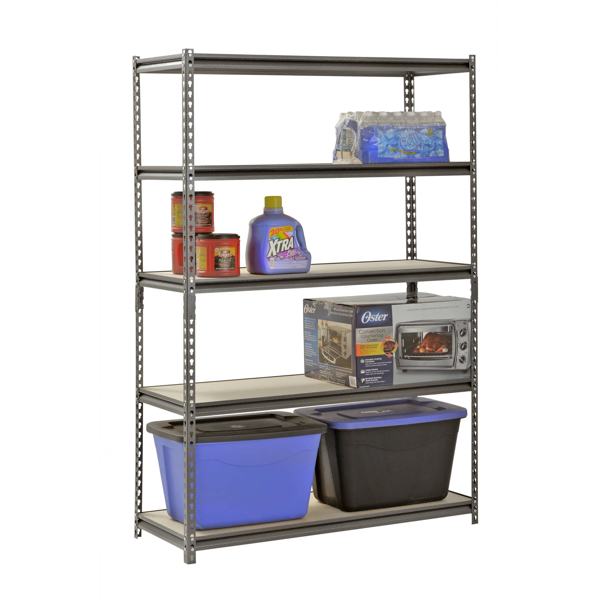 Muscle Rack 5-Shelf Steel Shelving, Silver-Vein, 18 D x 48 W x 72 H