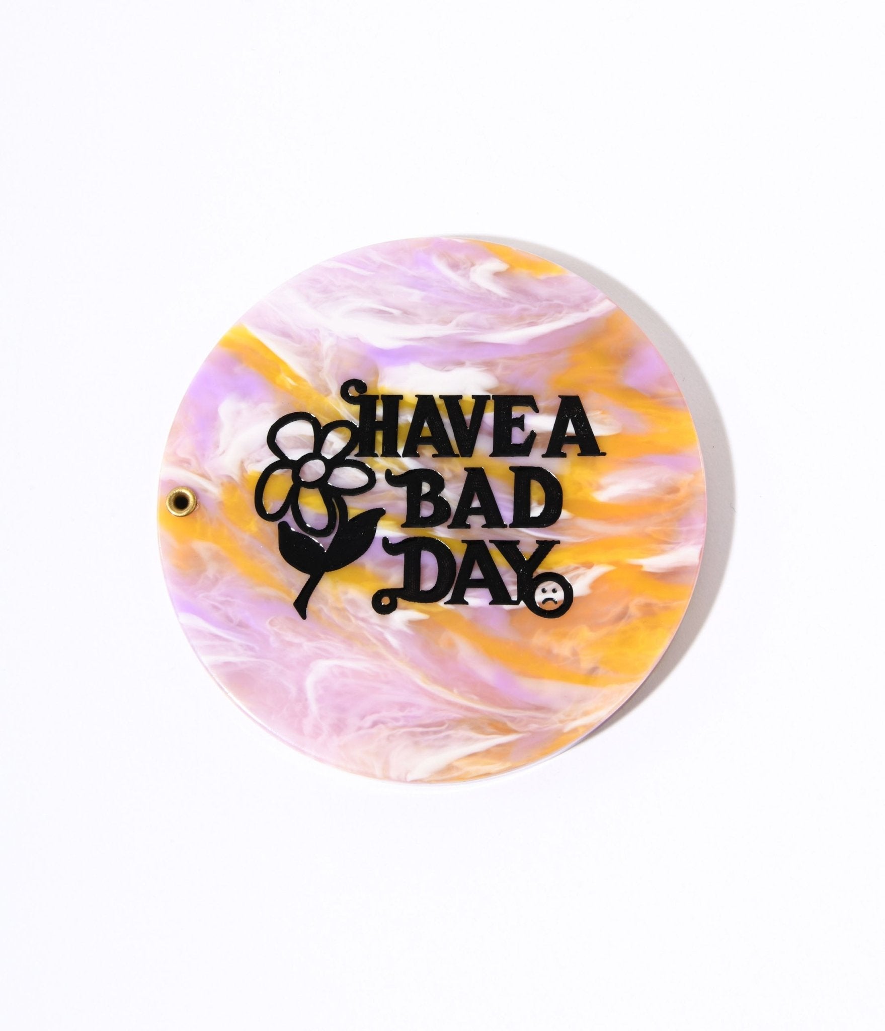 Lavender & Orange Marble Have A Bad Day Compact Pocket Mirror