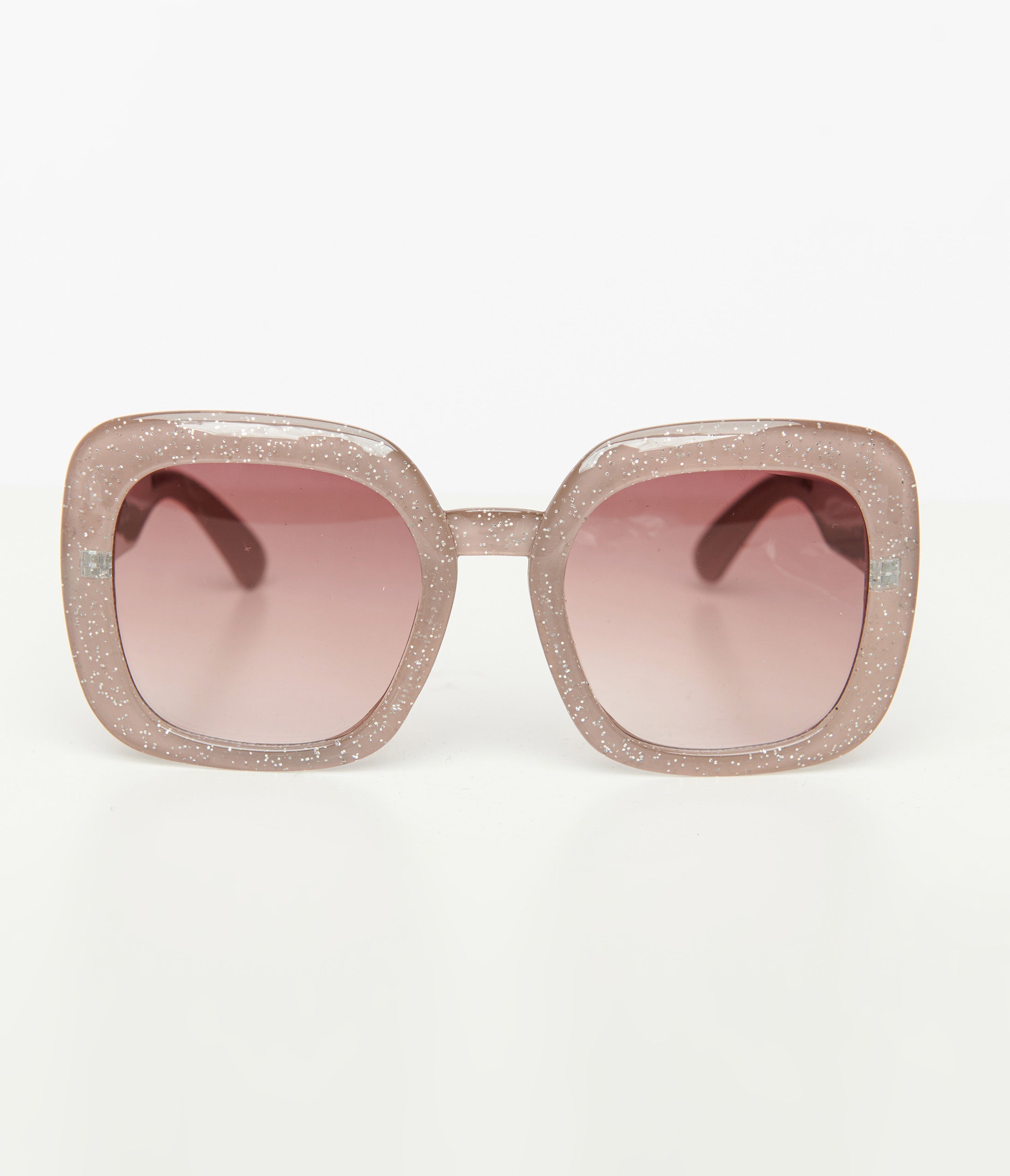 1970s Beige Sparkle Square Sunglasses