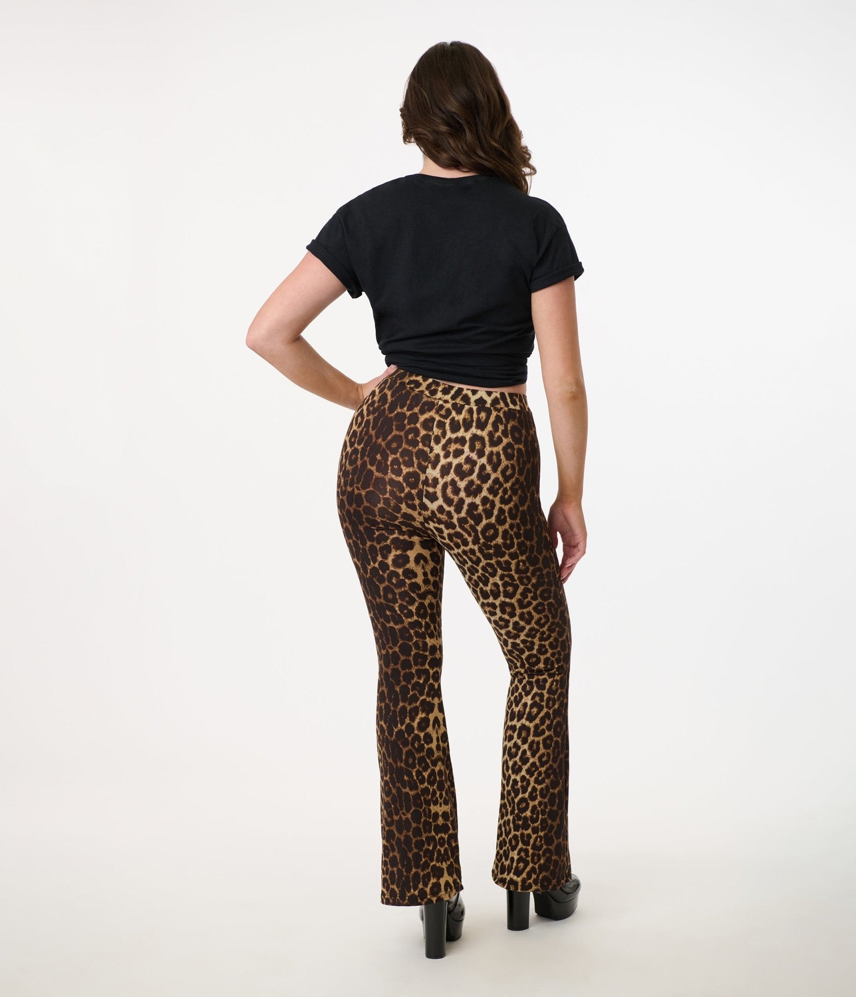 Pretty Attitude Clothing 1970s Leopard Print Bell Bottoms