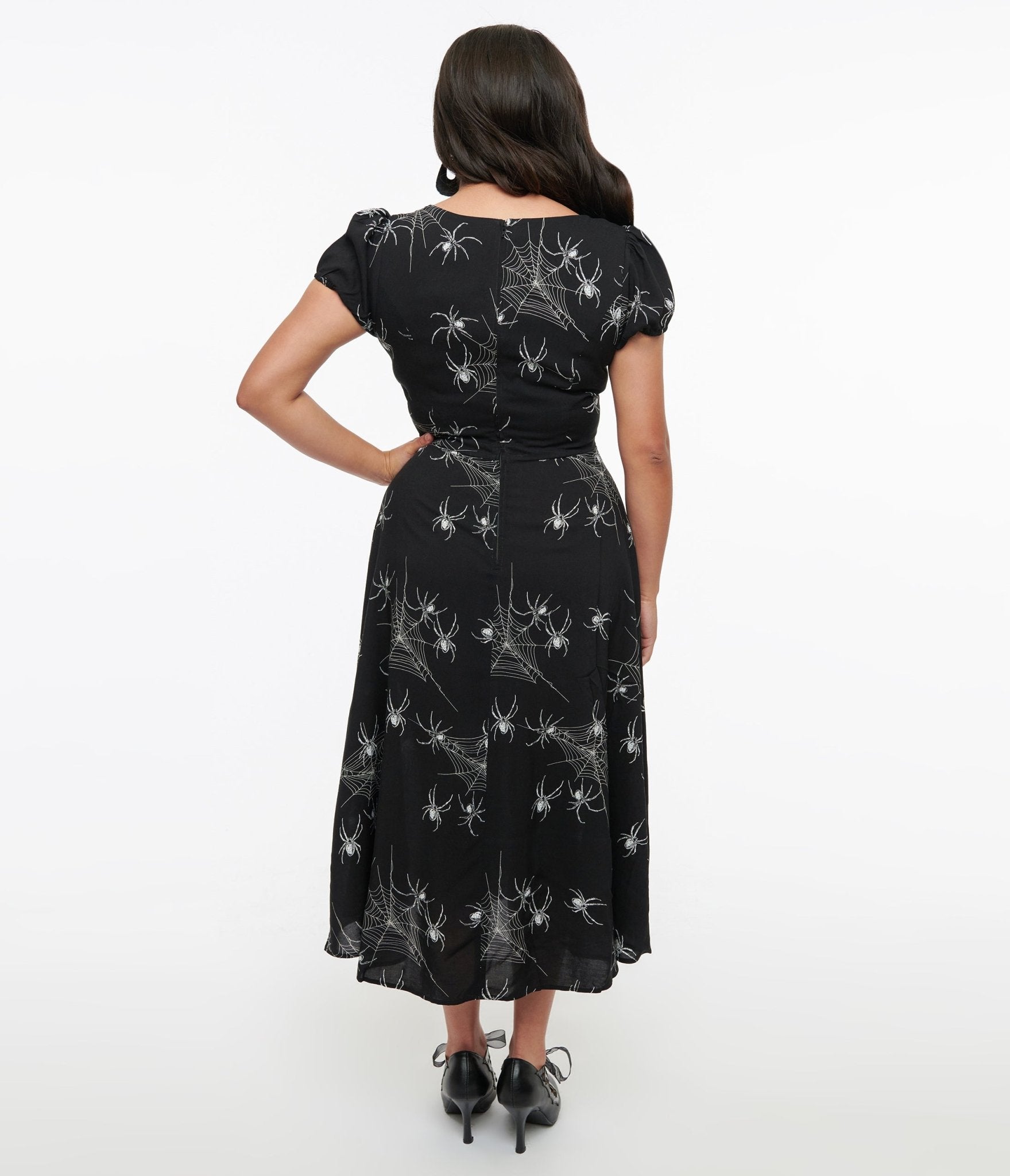 Hell Bunny Black Grunge Spider Midi Dress