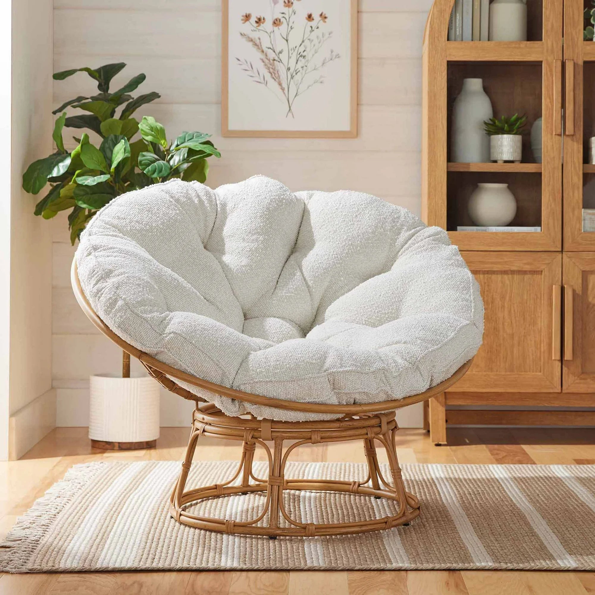 Better Homes & Gardens BH24039360710B1 Papasan Chair, Cream Boucle