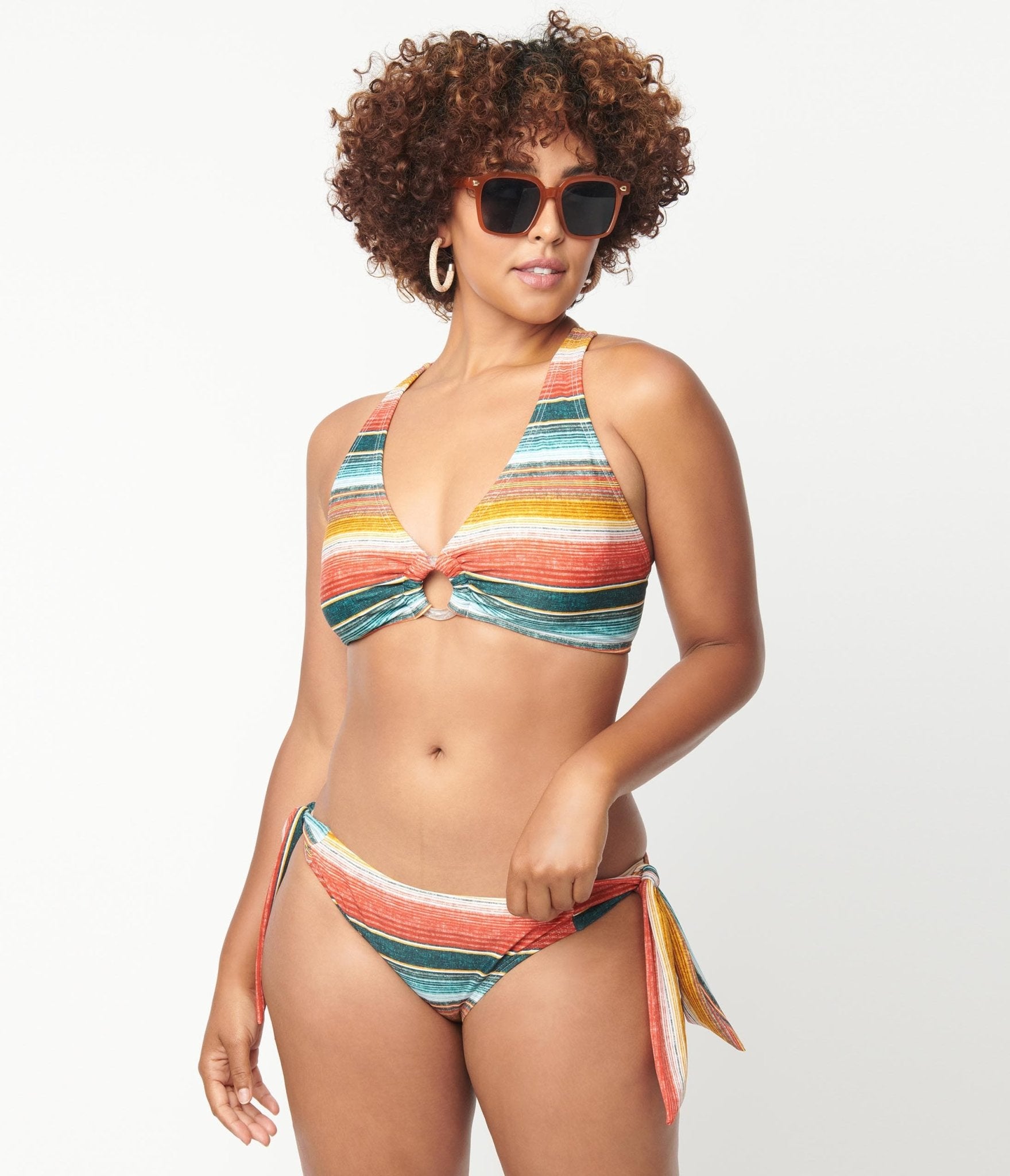 Unique Vintage 1970s Serape Stripe Sweet & Sash-y Swim Bottom