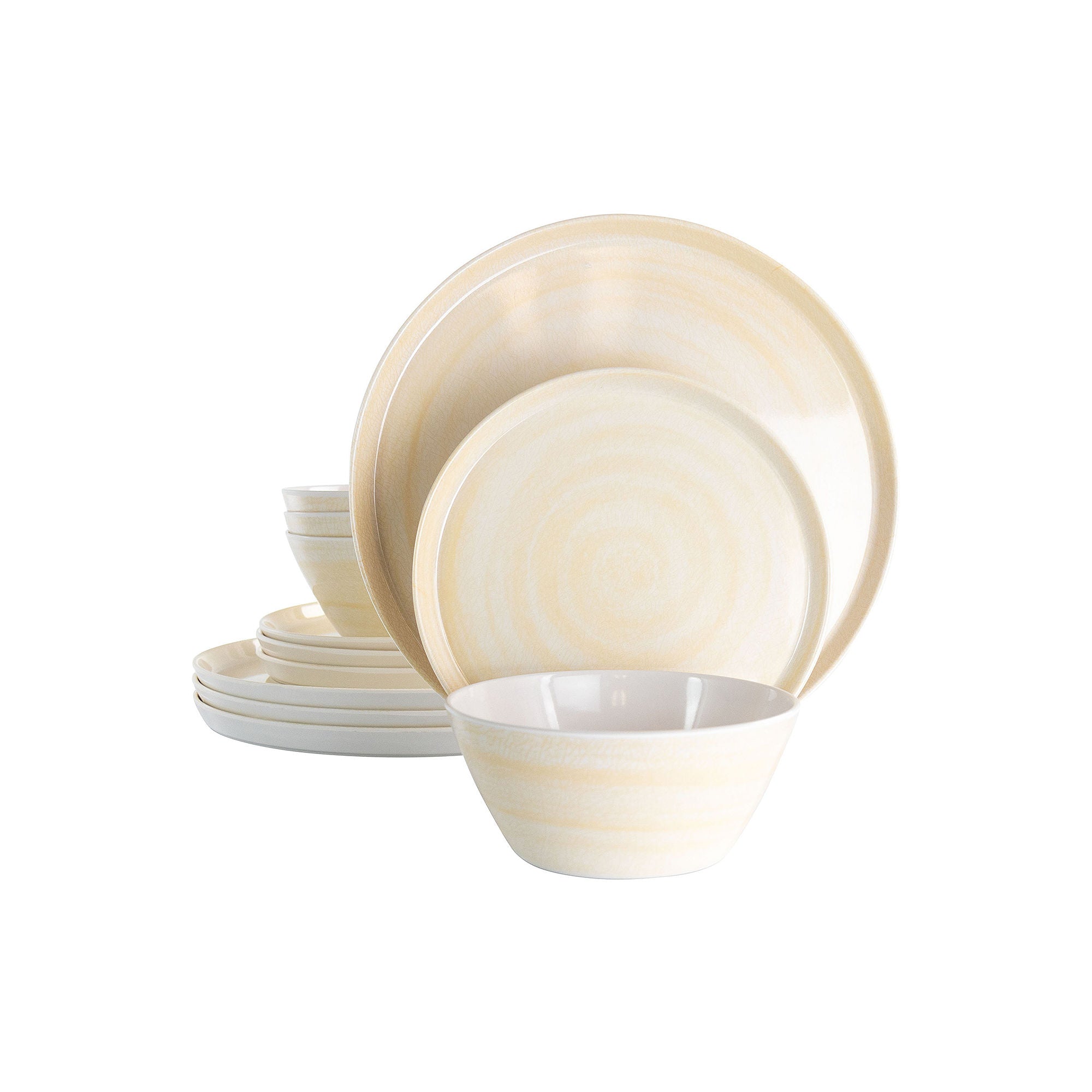 Elama Crafted Clay 12-Pc. Melamine Dinnerware Set 975114985M - LIGHT BEIGE ONE SIZE