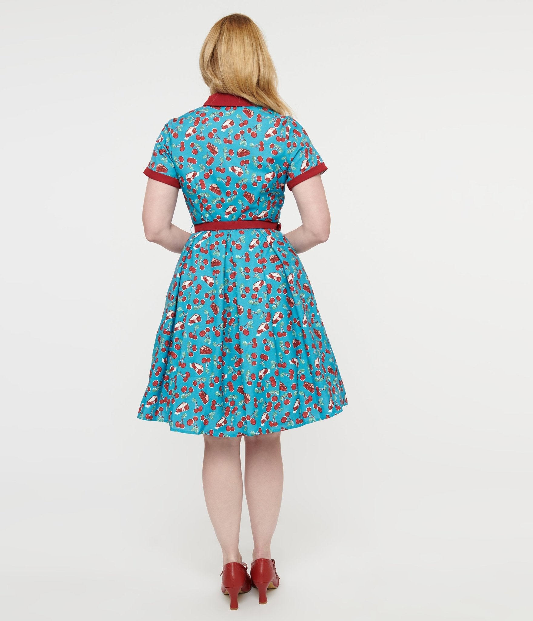 Collectif 1950s Blue & Red Cherry Pie Swing Dress