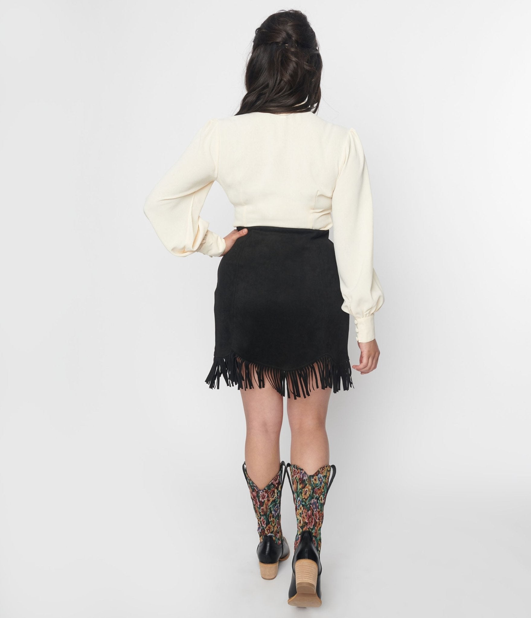 Smak Parlour Black Western Fringe Mini Skirt