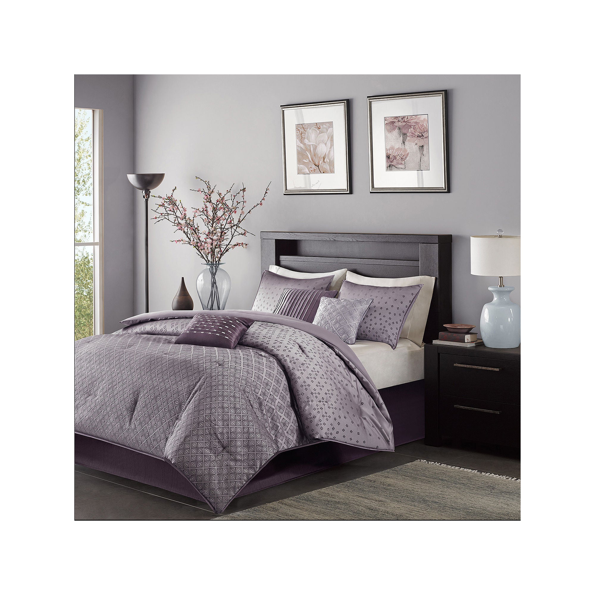 Madison Park Biloxi 7 Piece Comforter Set-Purple-Cal.King California King