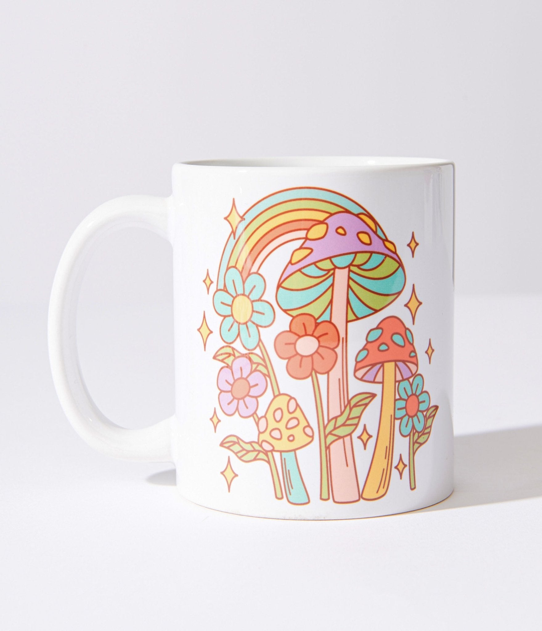 White Groovy Mushroom Garden Mug