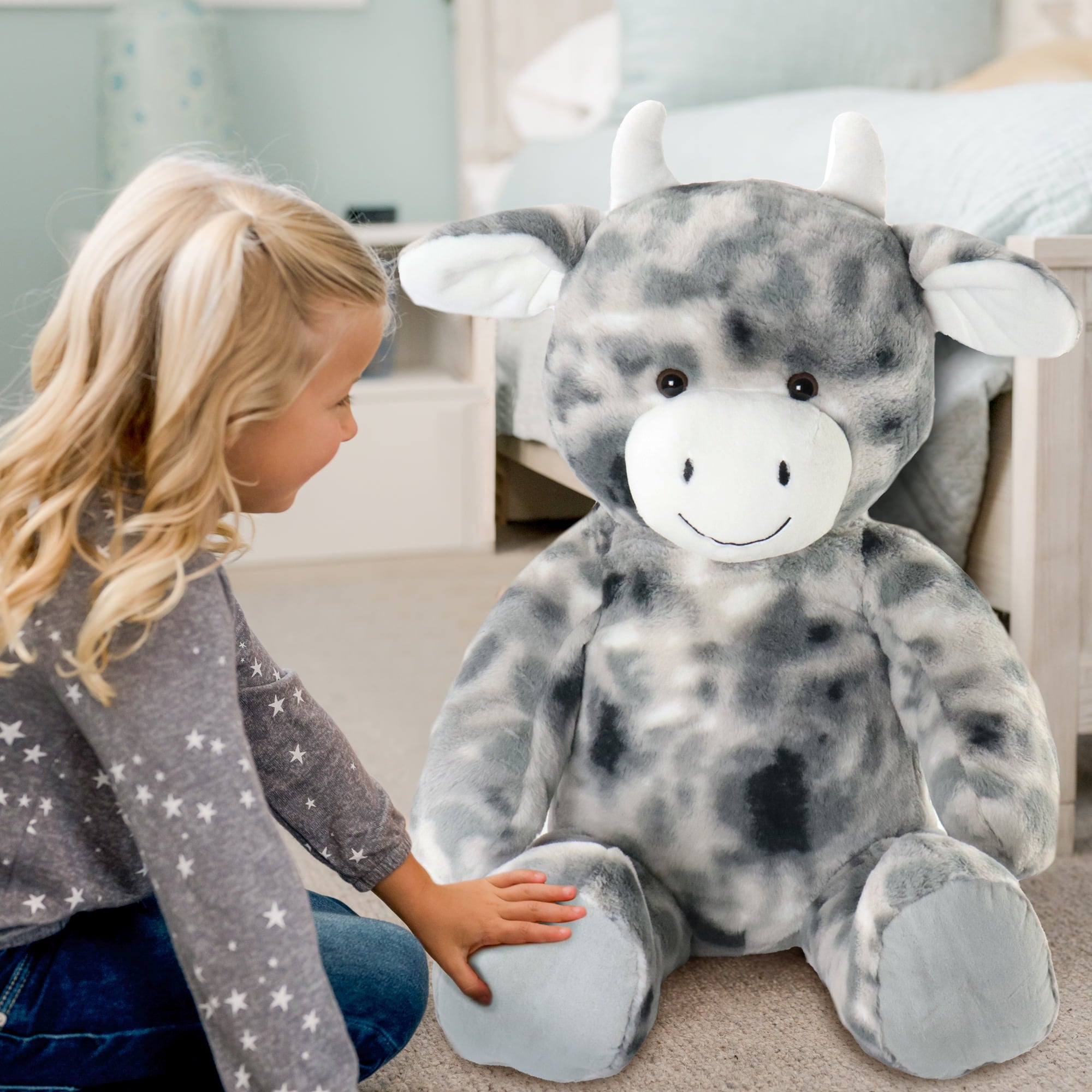 Build-A-Bear Grey Cow Plush, 24 Seated Height - Ultra Soft