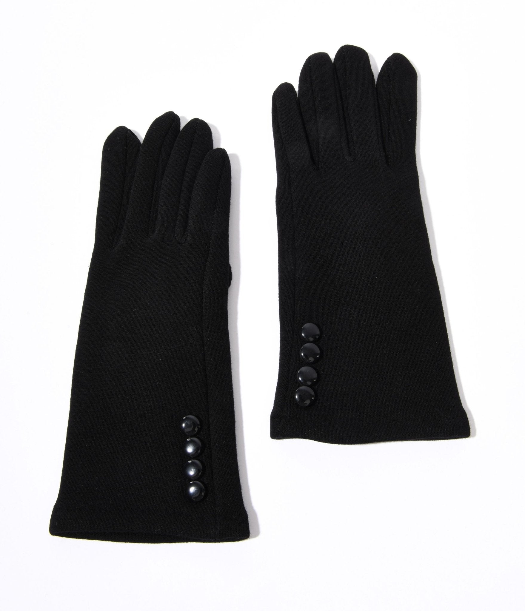 Black Wrist Length Buttons Texting Gloves