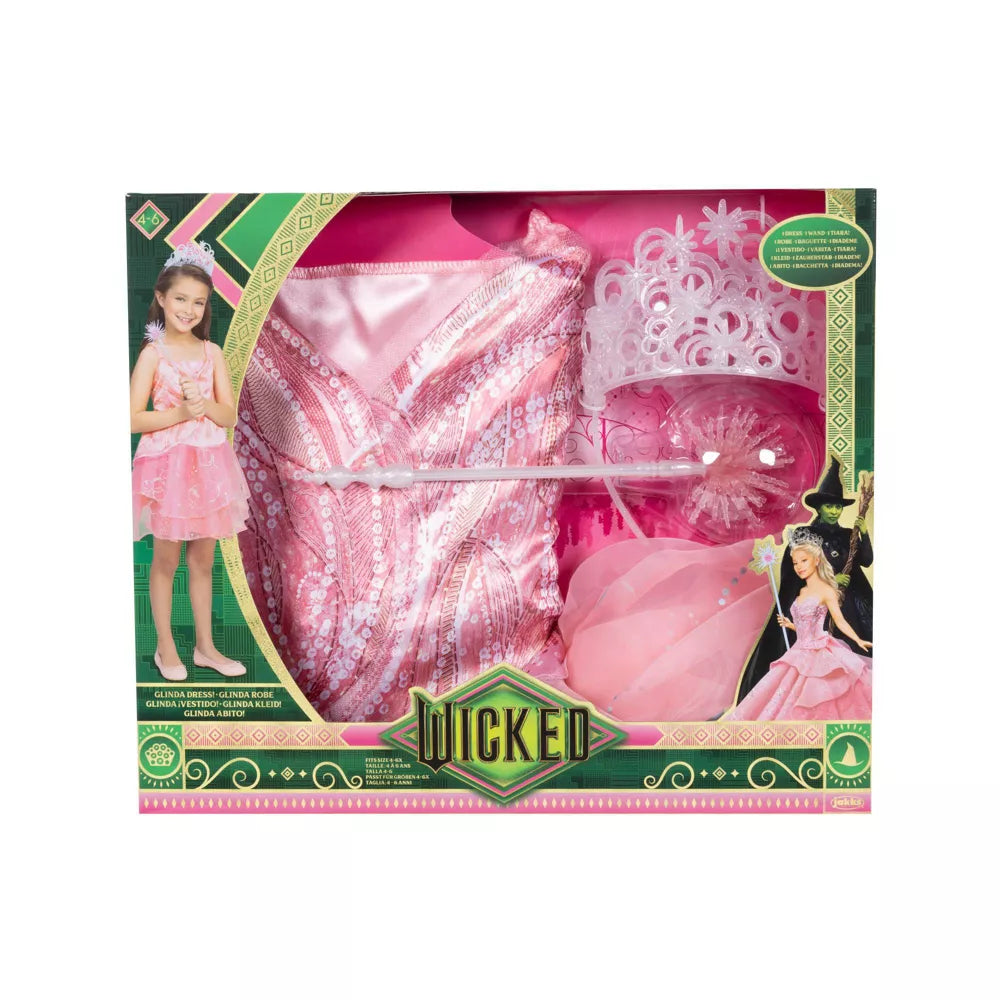 Wicked Girl's Deluxe Glinda Pink Bubble Dress Up, 4-6Y