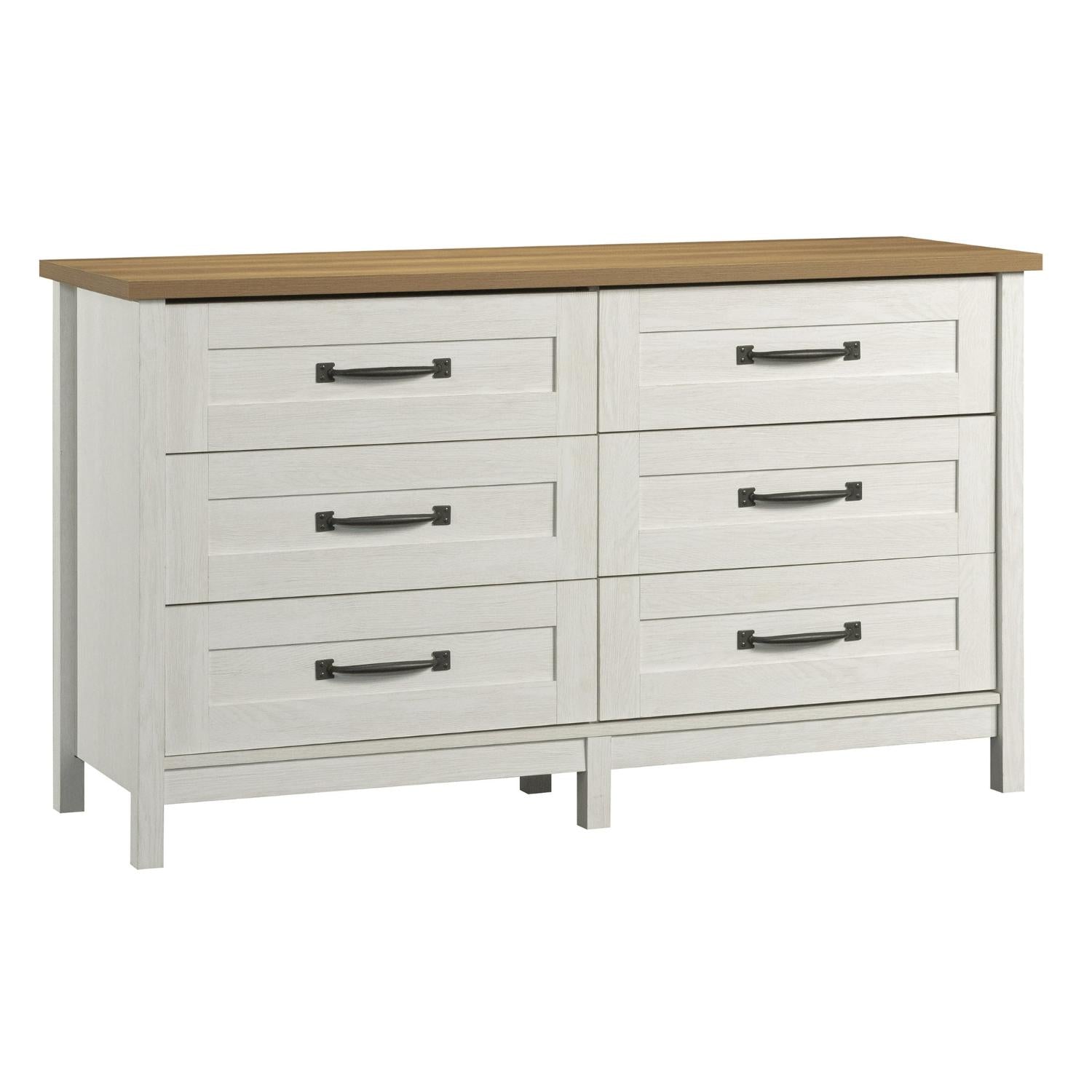 Better Homes & Gardens 441389 Modern Farmhouse 6-Drawer Dresser Alabaster and Light Honey Finish