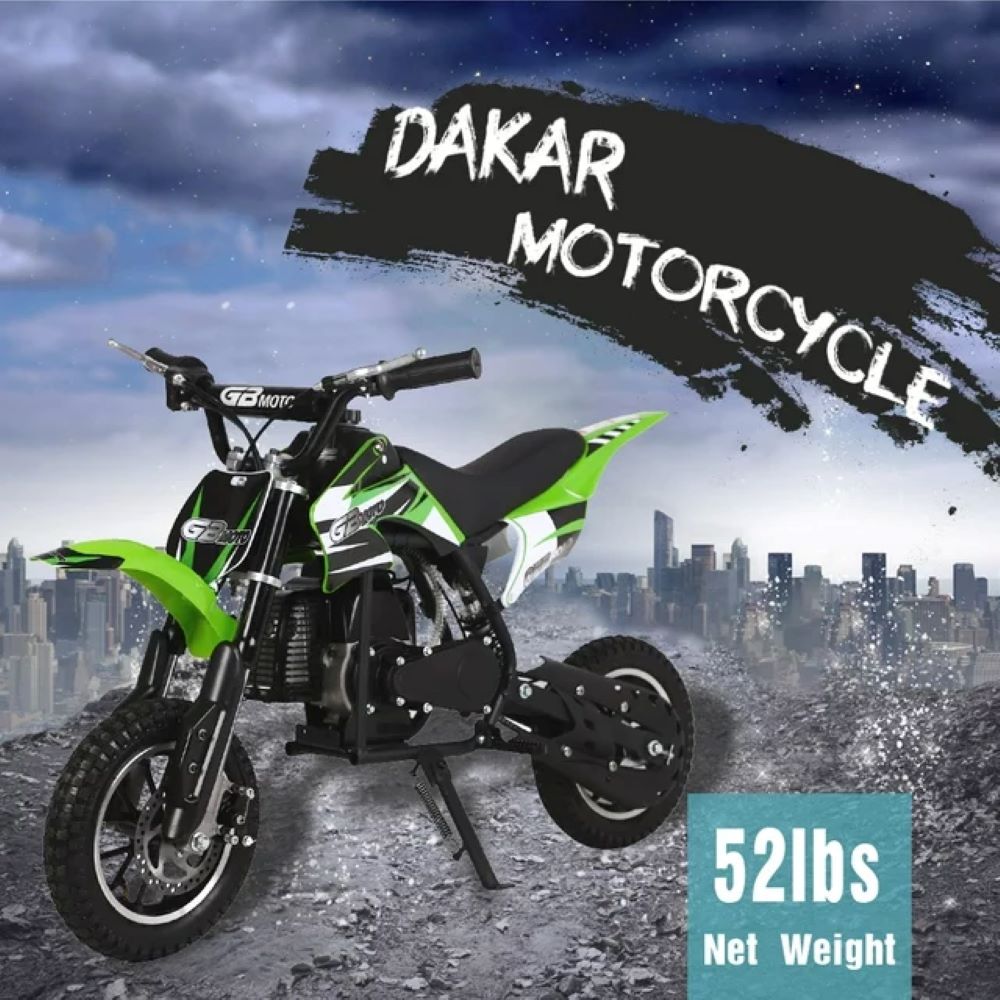 Hover Heart DB001 Kids Mini 50CC Gas Ride-On Dirt Bike, DB1 Model 2 Stroke With Off-Road, Green