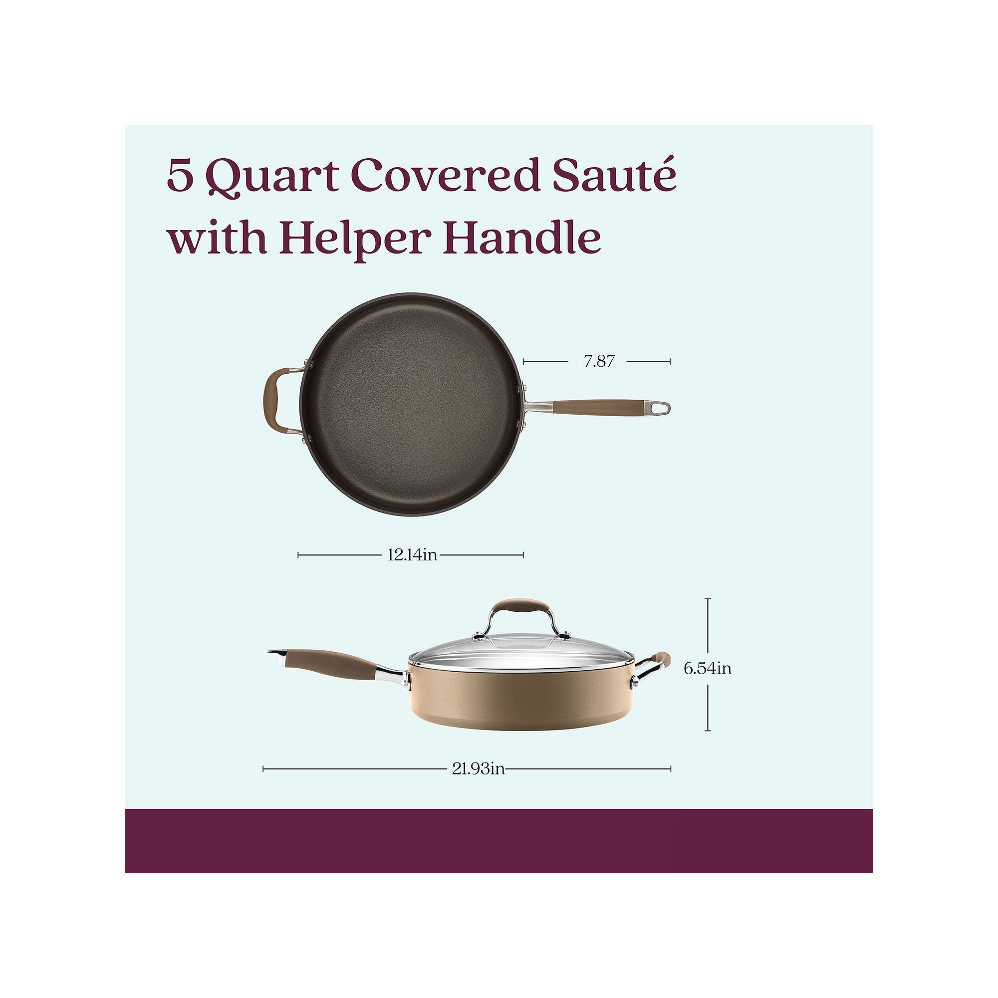 Anolon Advanced Home Hard Anodized 5-Qt. Saute Pan With Lid And Helper Handle - BRONZE ONE SIZE