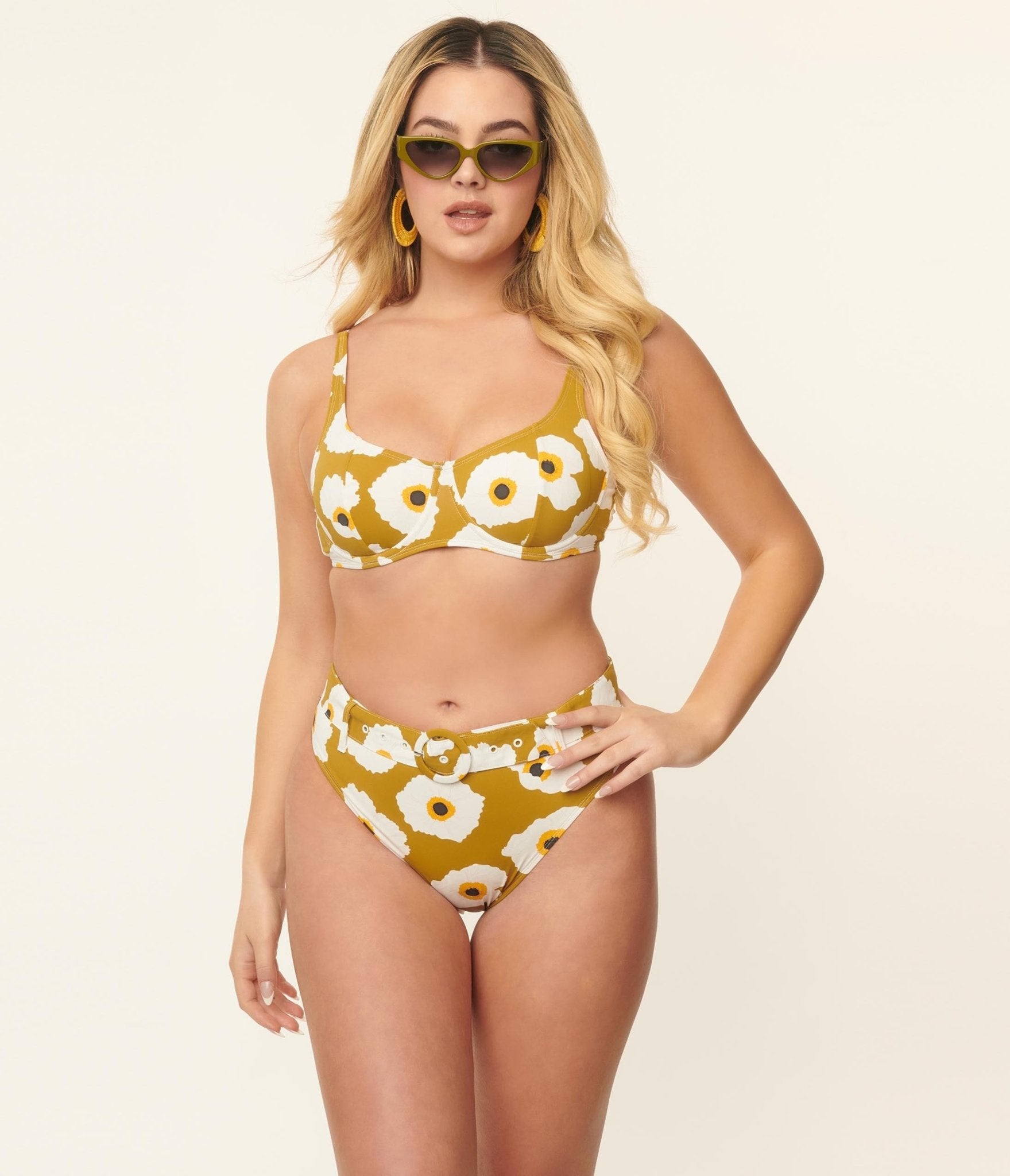 Kingdom & State Olive & White Poppy Swim Bottoms