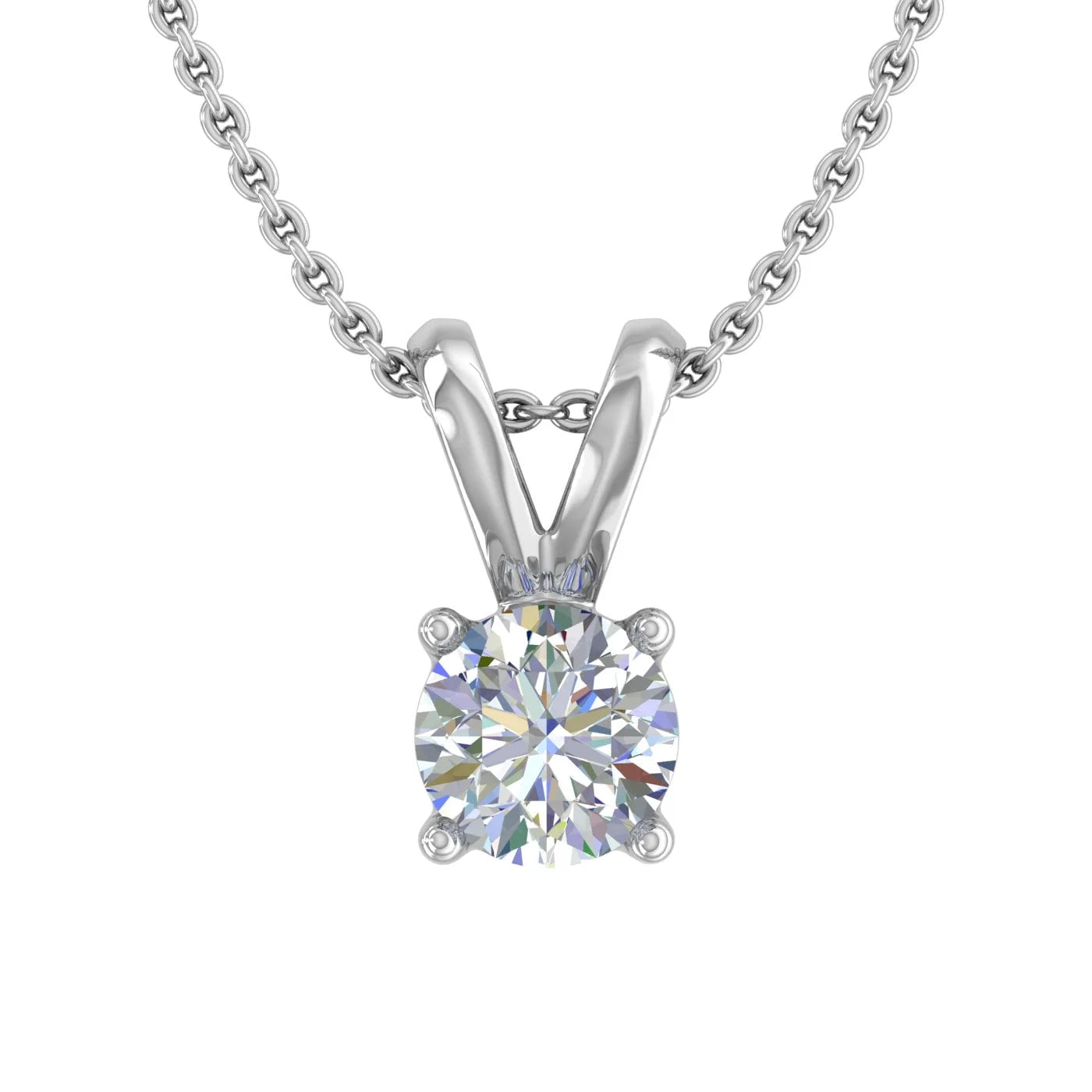 Finerock LLC PD-07816-I1I2G-14KWX Solitaire Pendant Necklace in 14K White Gold 1/4 Carat Diamond (Silver Chain Included)