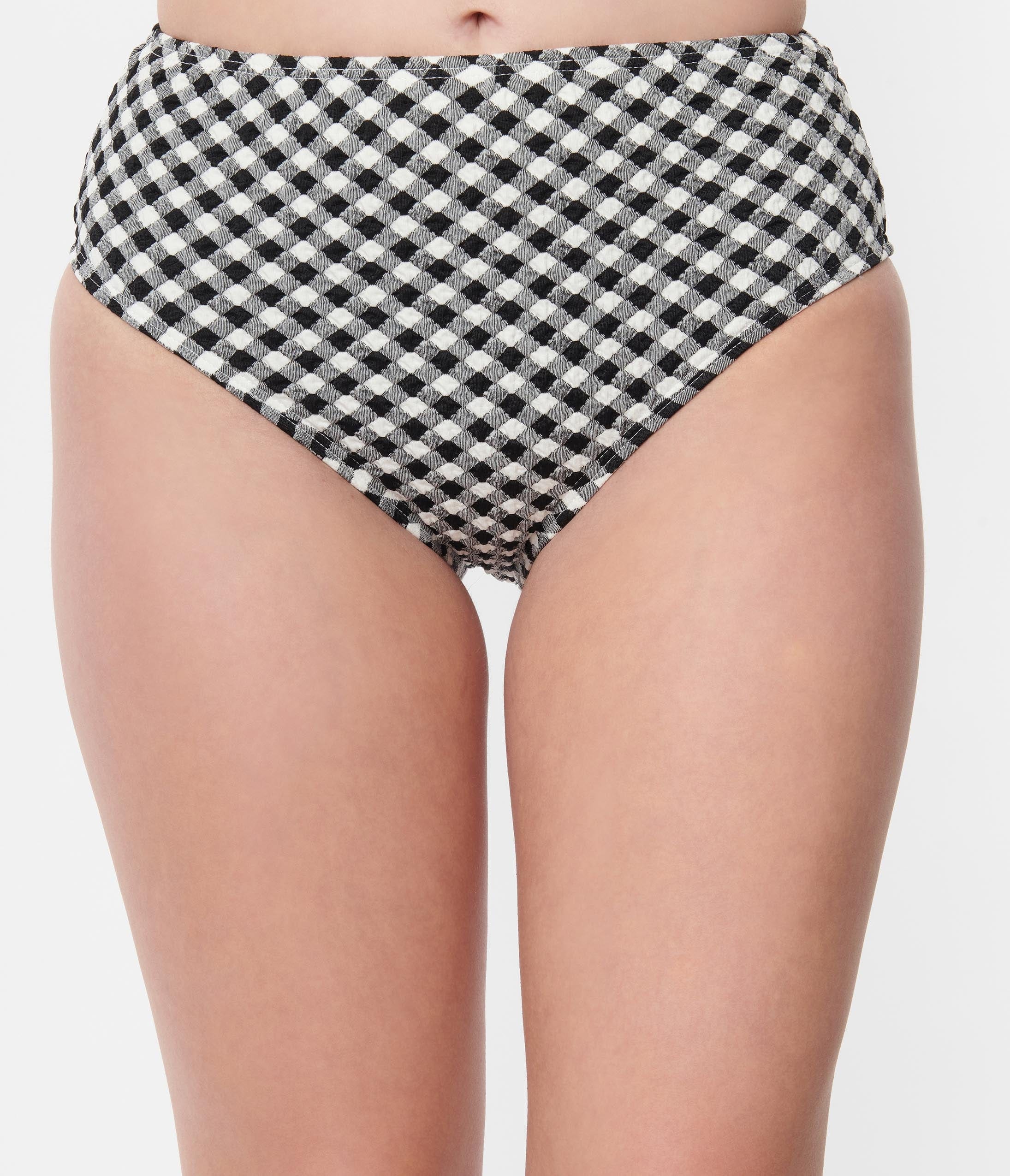 Unique Vintage Black & White Gingham Daphne Swim Bottoms