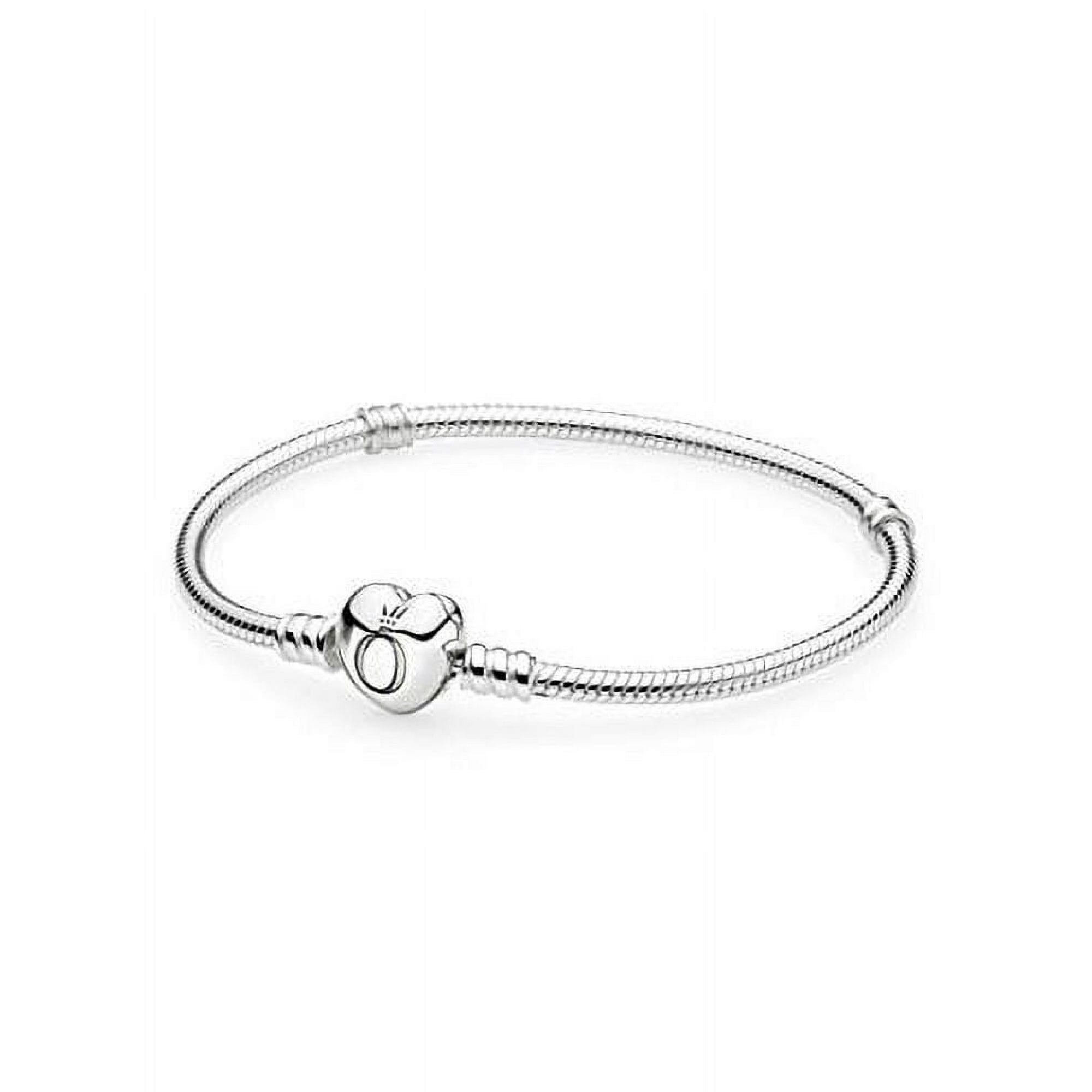 PANDORA Snake Chain Heart Clasp Charm Bracelet in Sterling Silver, 6.3 - Heartshaped Clasp