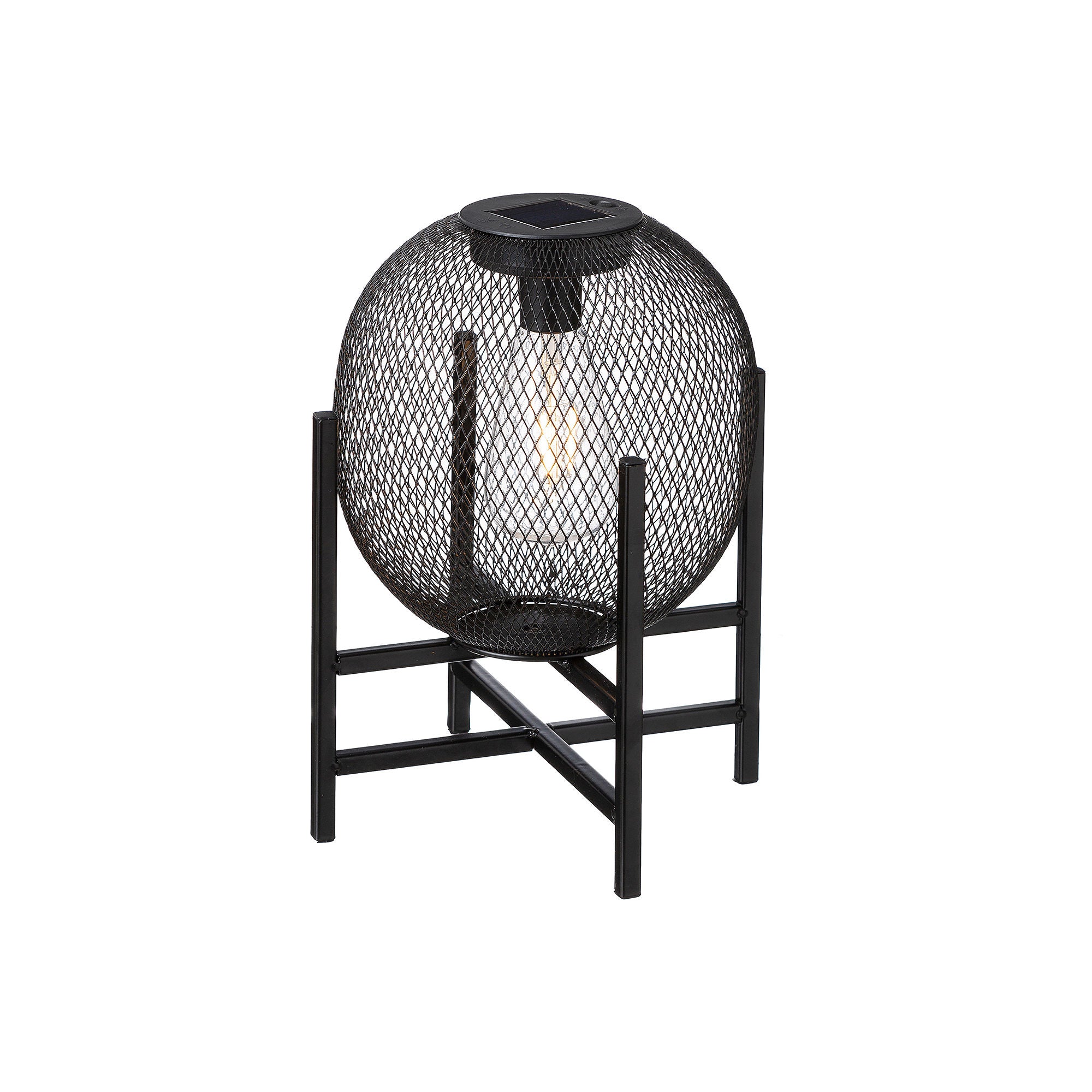 Glitzhome 11.5 Solar Powered Outdoor Lantern - BLACK ONE SIZE