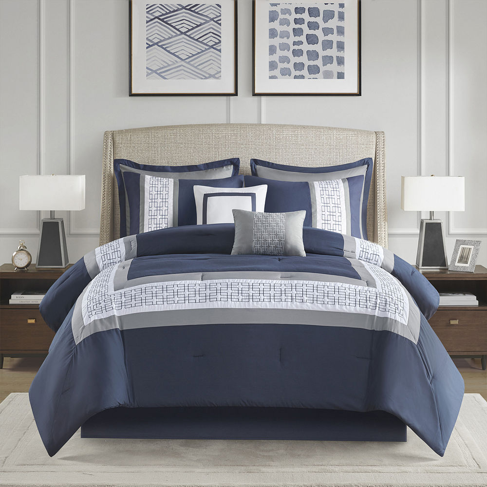 510 Design Kingwood 8-pc. Midweight Embroidered Comforter Set Blue - California King