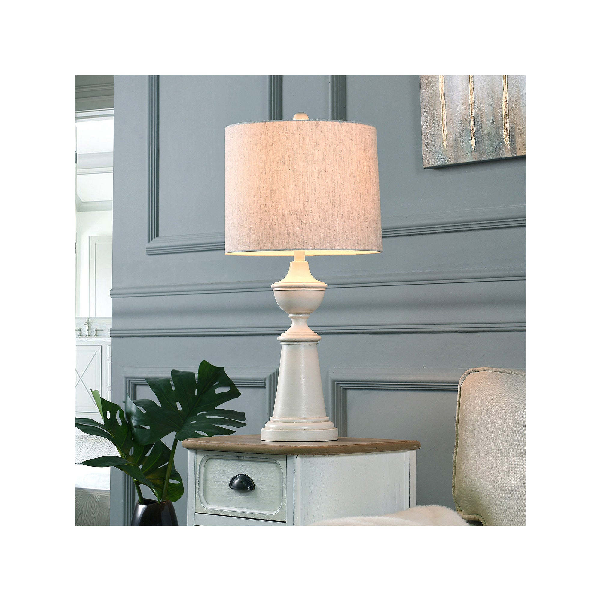 Collective Design By Stylecraft Baluster Style Table Lamp TL332567JCADS - SATIN WHITE ONE SIZE