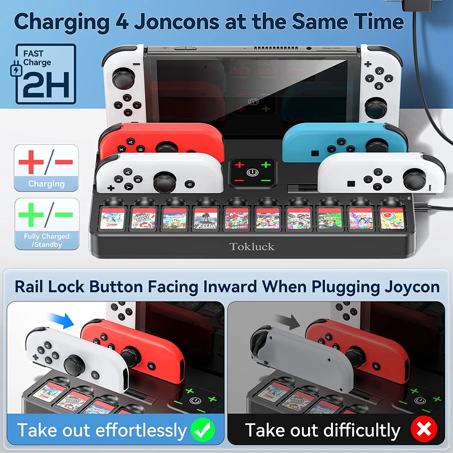 Tokluck Switch TV Dock with Joycon Charger, 4K HDMI Adapter, Charging Stand for Nintendo Switch