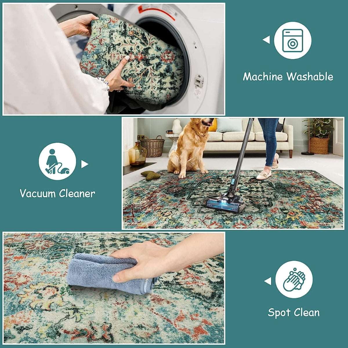 Moynesa WT-H53-640LLSALD-274X366 9'x12' Teal Bohemian Area Rug