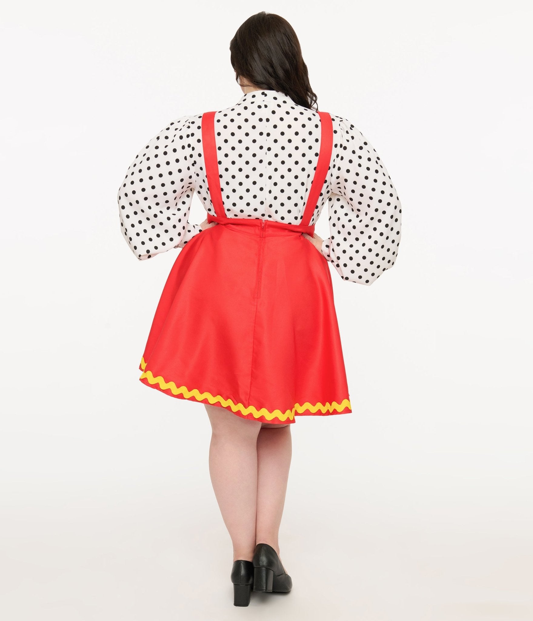 Disney Mickey & Friends Collection by Unique Vintage Plus Size Red Mickey Face Pinafore