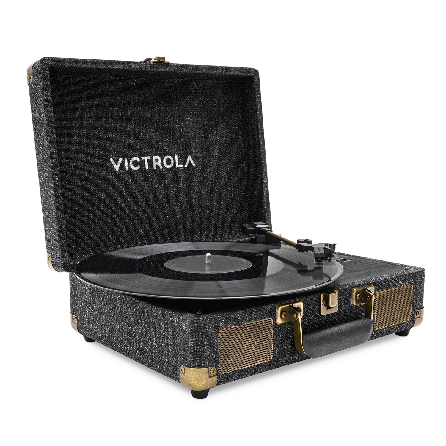 Victrola VSC-680SB-BLK Venture Bluetooth Mid-Century Modern Suitcase Record Player w/3-Speed Turntable, Black