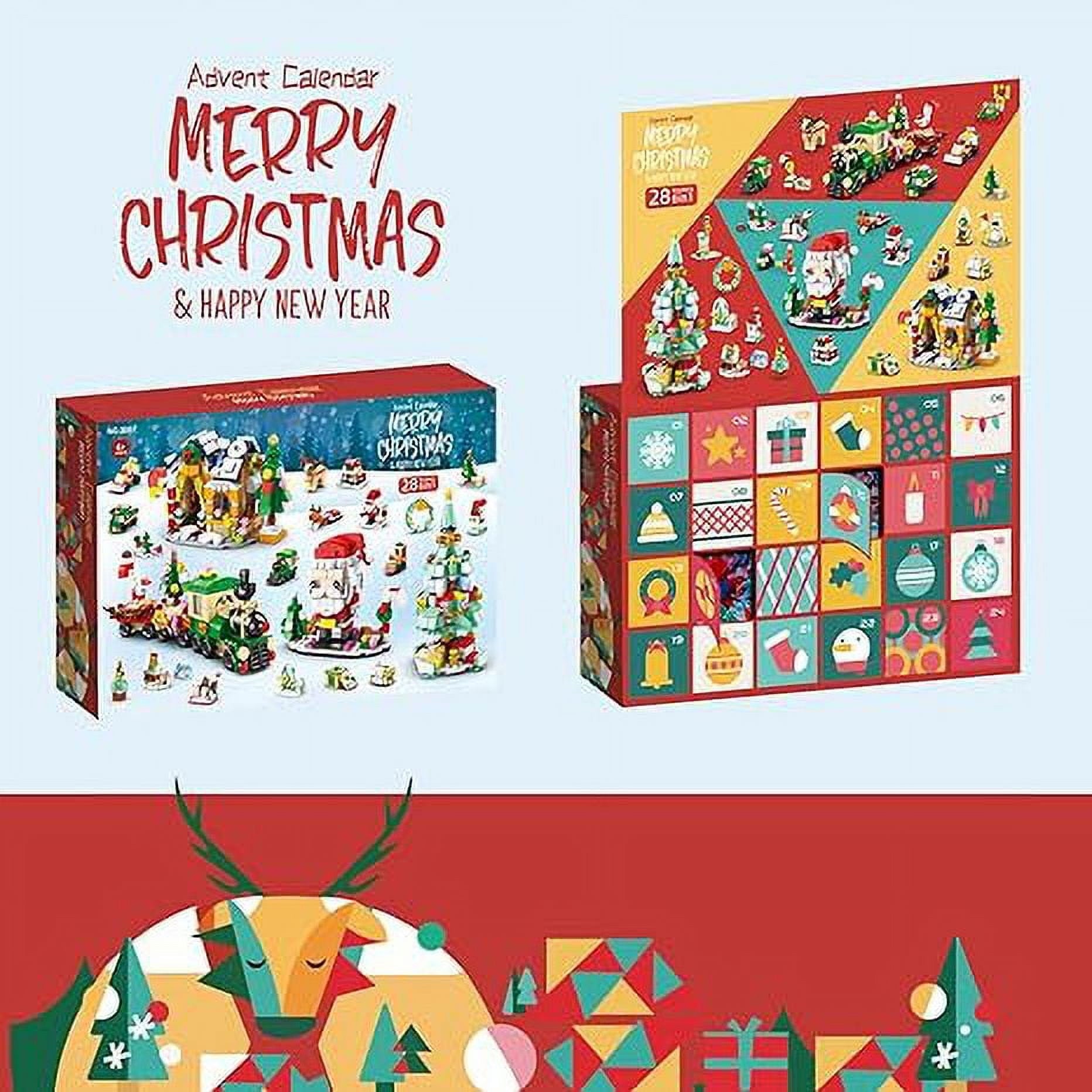 LELEBROTHER 8887 Christmas Building Blocks Set 24 Days Countdown Calendar Toys for Kids, 1122 Pcs