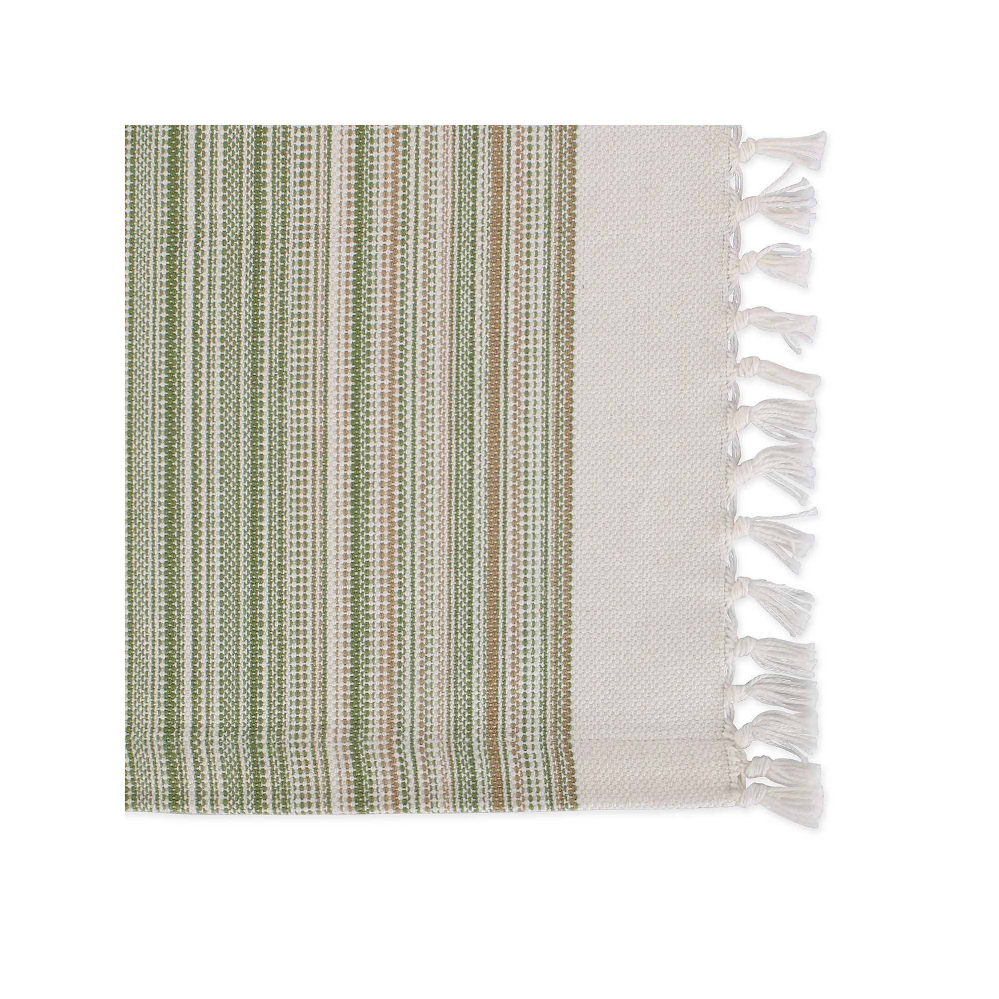 Design Imports Striped Fringed 6-Pc. Placemat - GREEN ONE SIZE