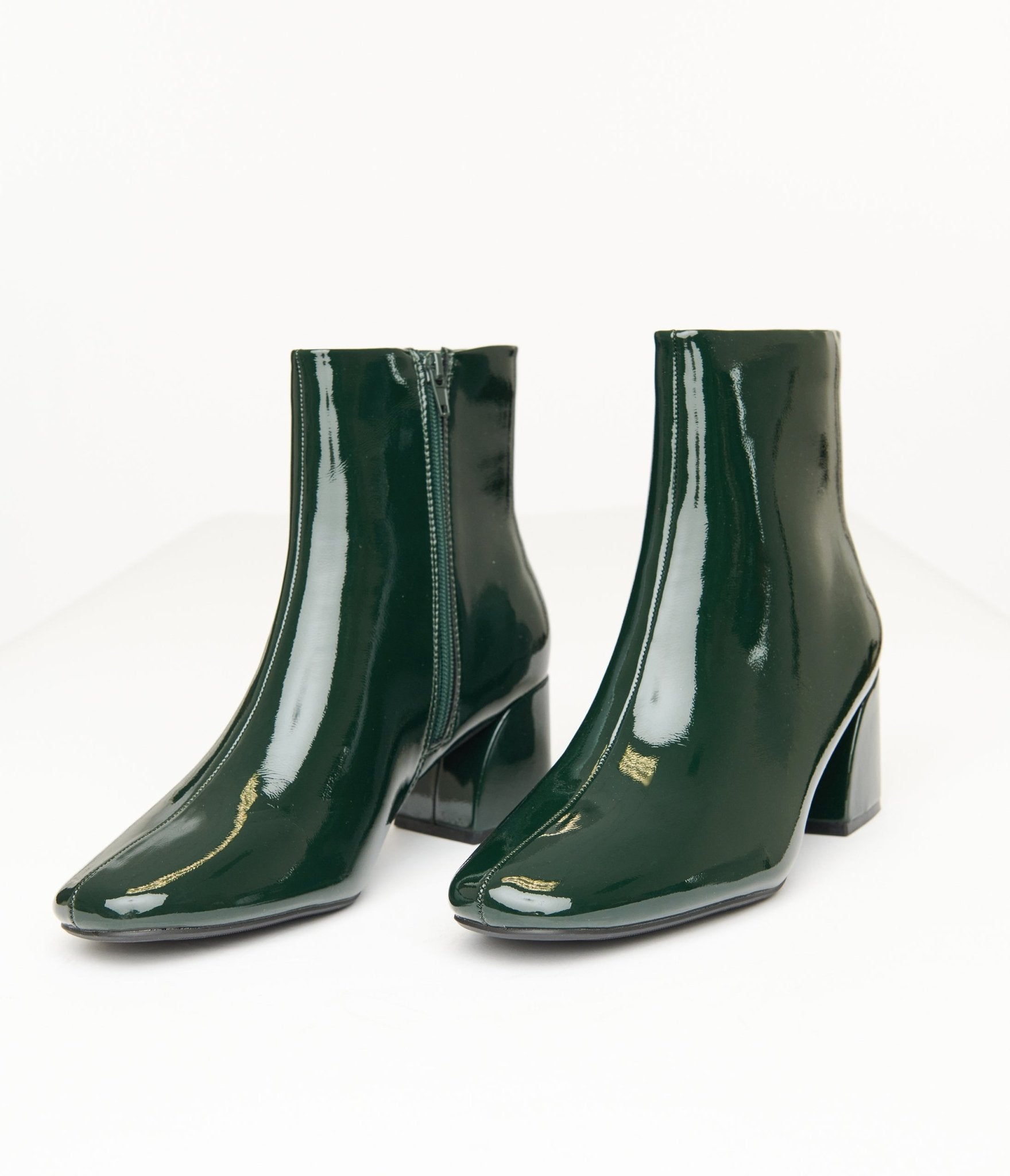 Dark Green Patent Leatherette Booties