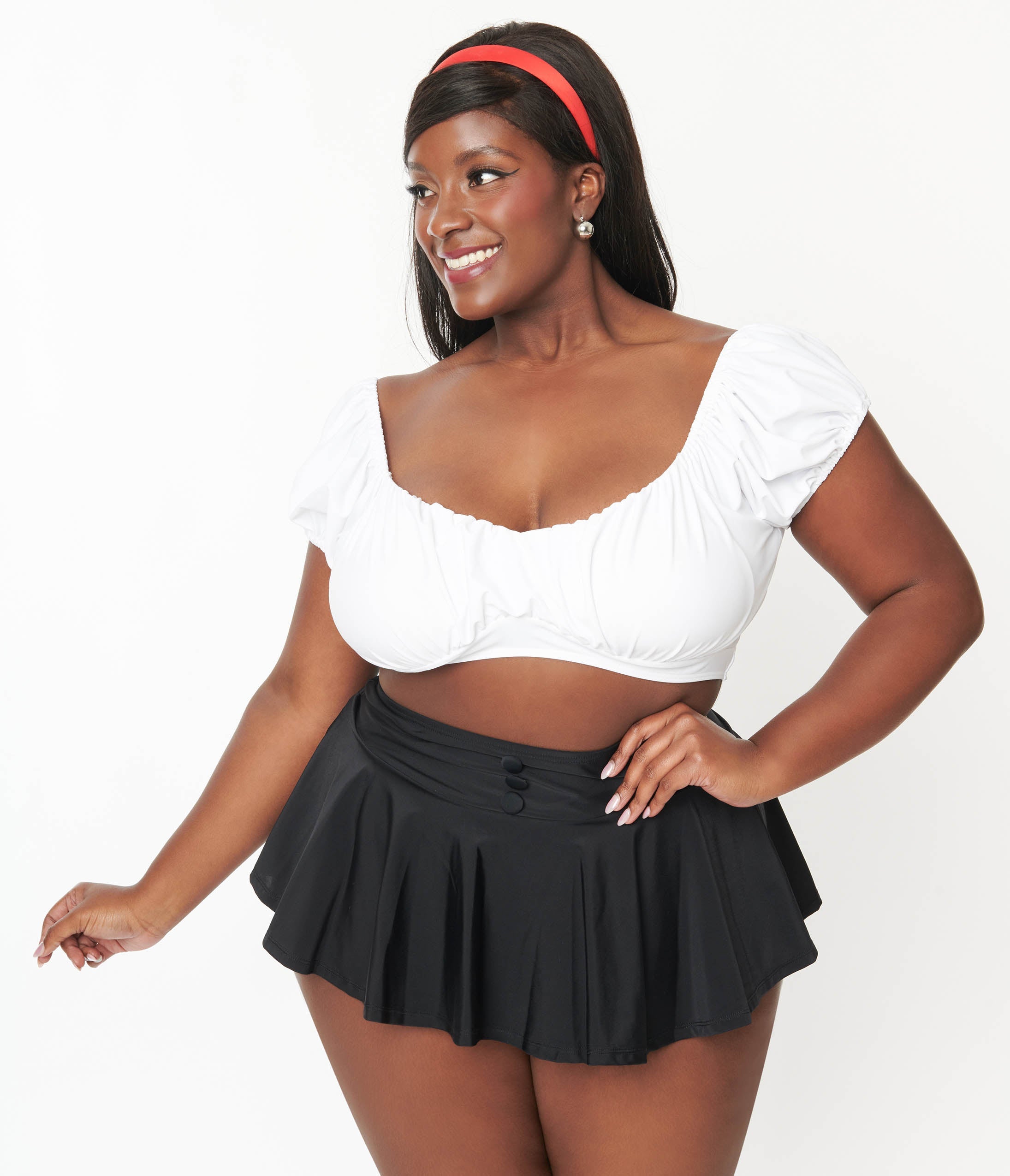 Unique Vintage Plus Size 1940s White Off The Shoulder Swim Top