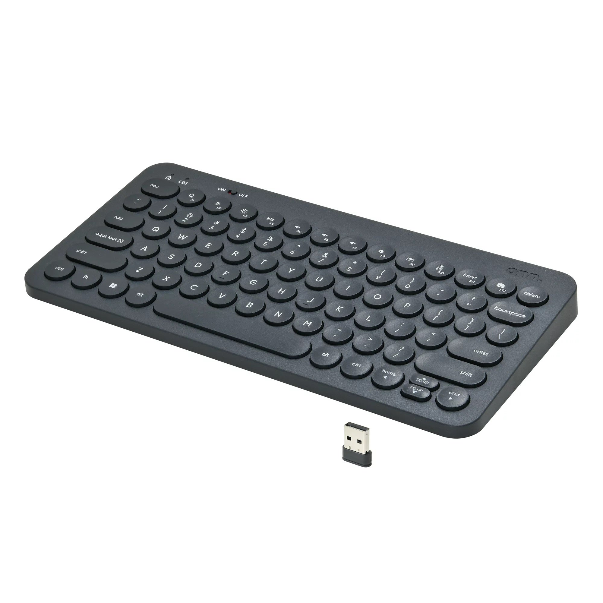 onn. 654786526 Mini Compact Wireless Office Keyboard,USB Receiver, 78 Keys (Gray)