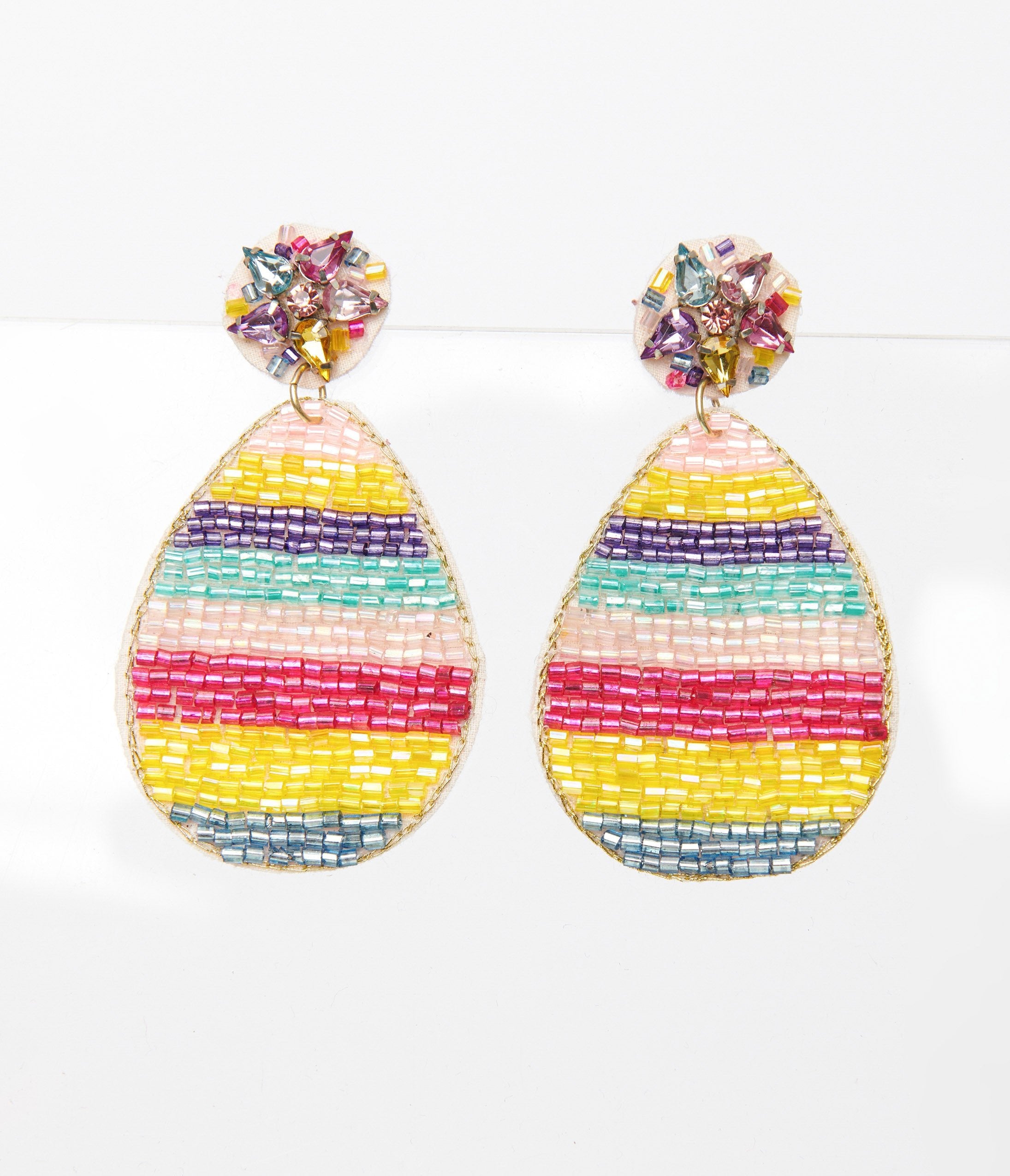 Rainbow Egg Beaded Drop Earrings