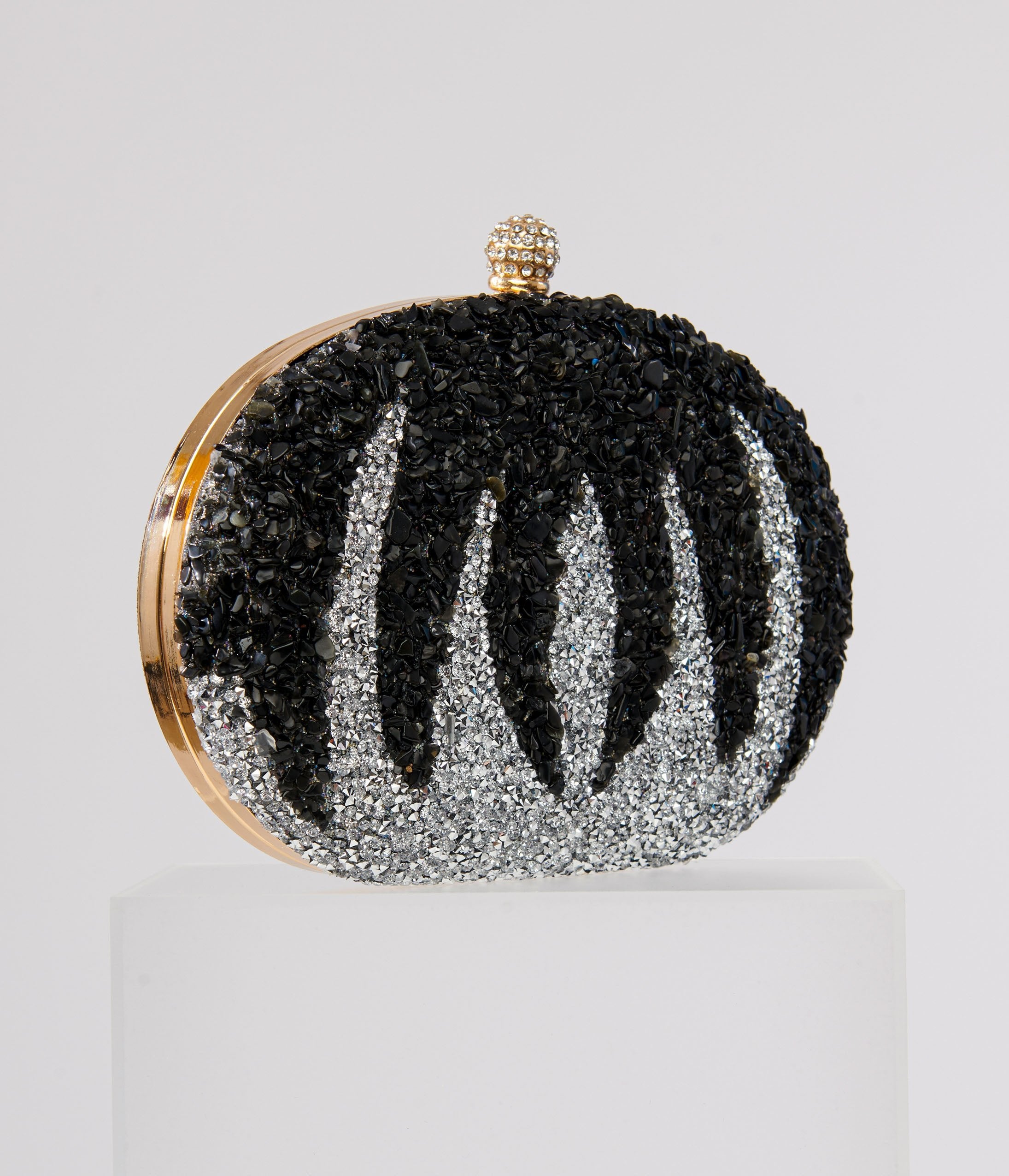 Unique Vintage 1920s Black Beaded & Silver Rhinestone Spooky Clutch Purse