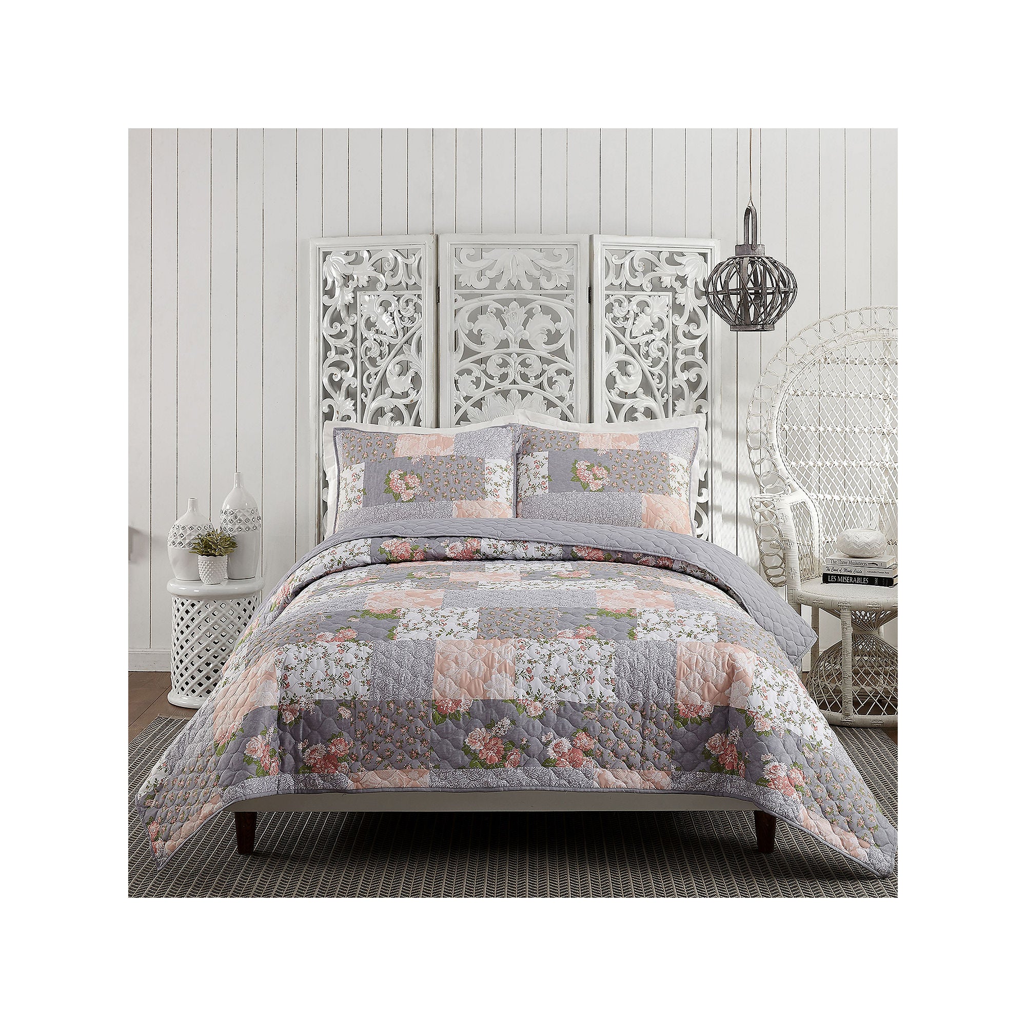 Modern Heirloom La Flor 3-Pc. Reversible Quilt Set - BLUSH ONE SIZE