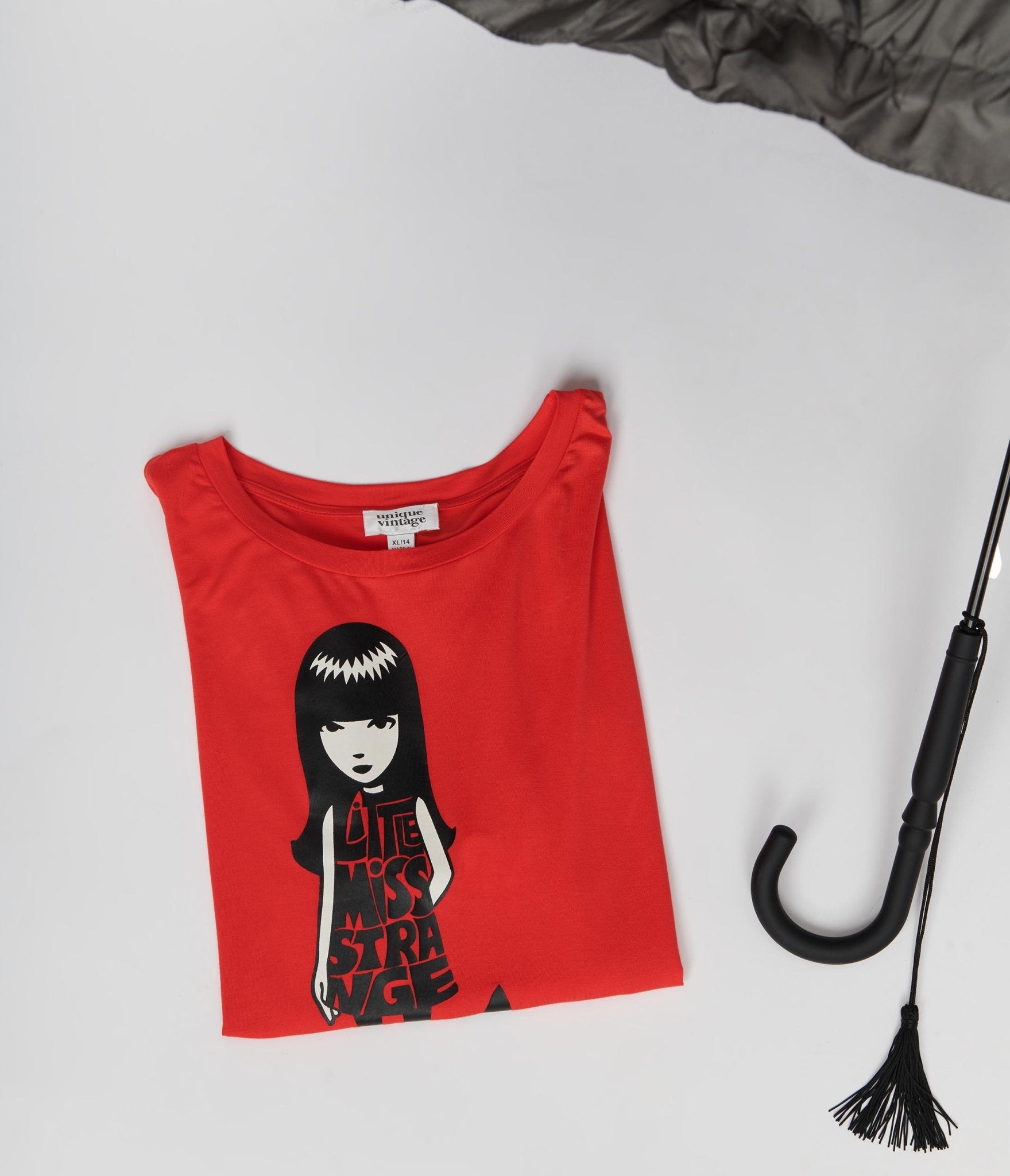 Emily The Strange x Unique Vintage Red Little Miss Strange Fitted Graphic Tee