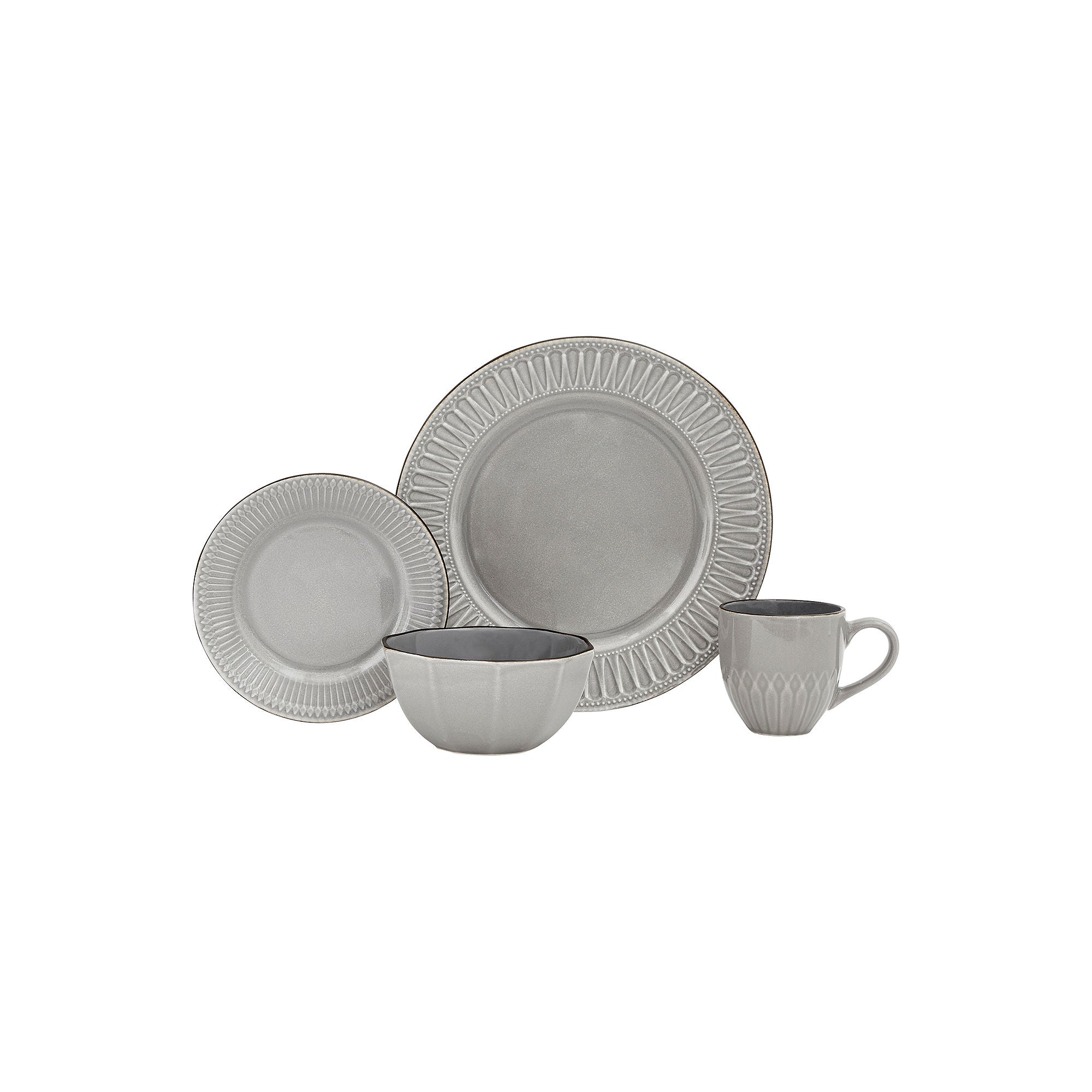 Baum Wrenna Grey 16-Pc. Ceramic Dinnerware Set - GREY ONE SIZE