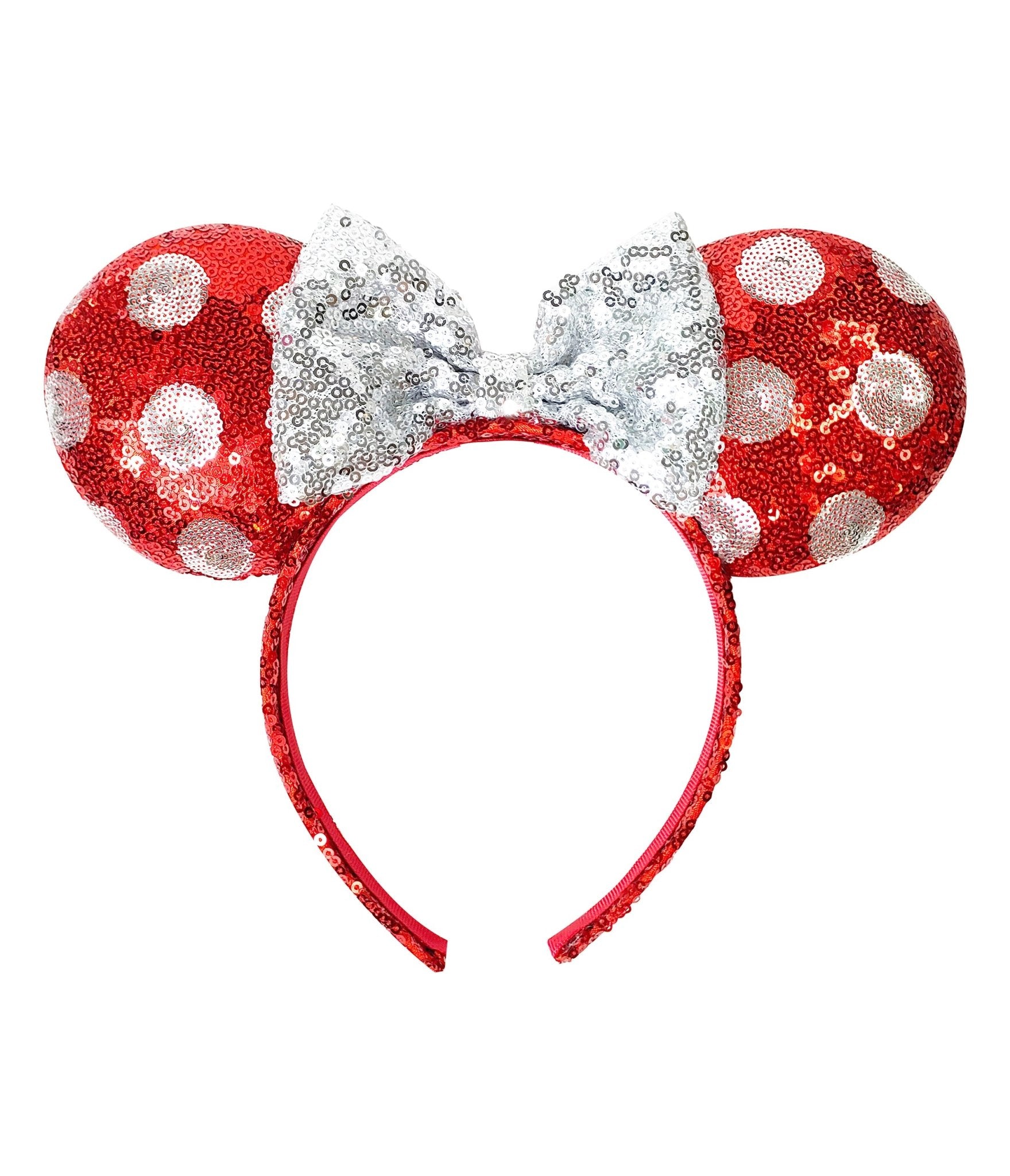 Minnie Mouse Red & White Polka Dot Sequin Plush Headband