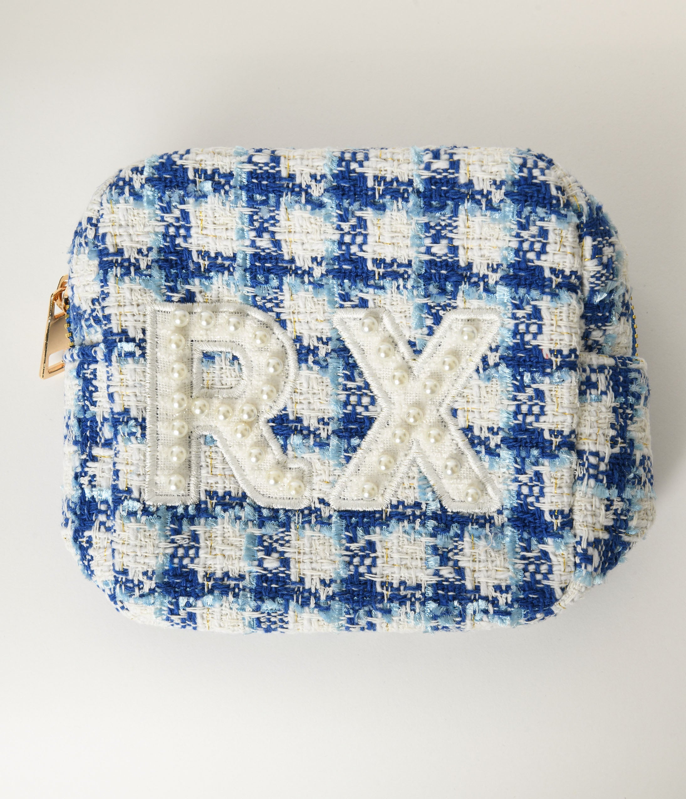 Royal Blue Plaid Mini Rx Travel Bag