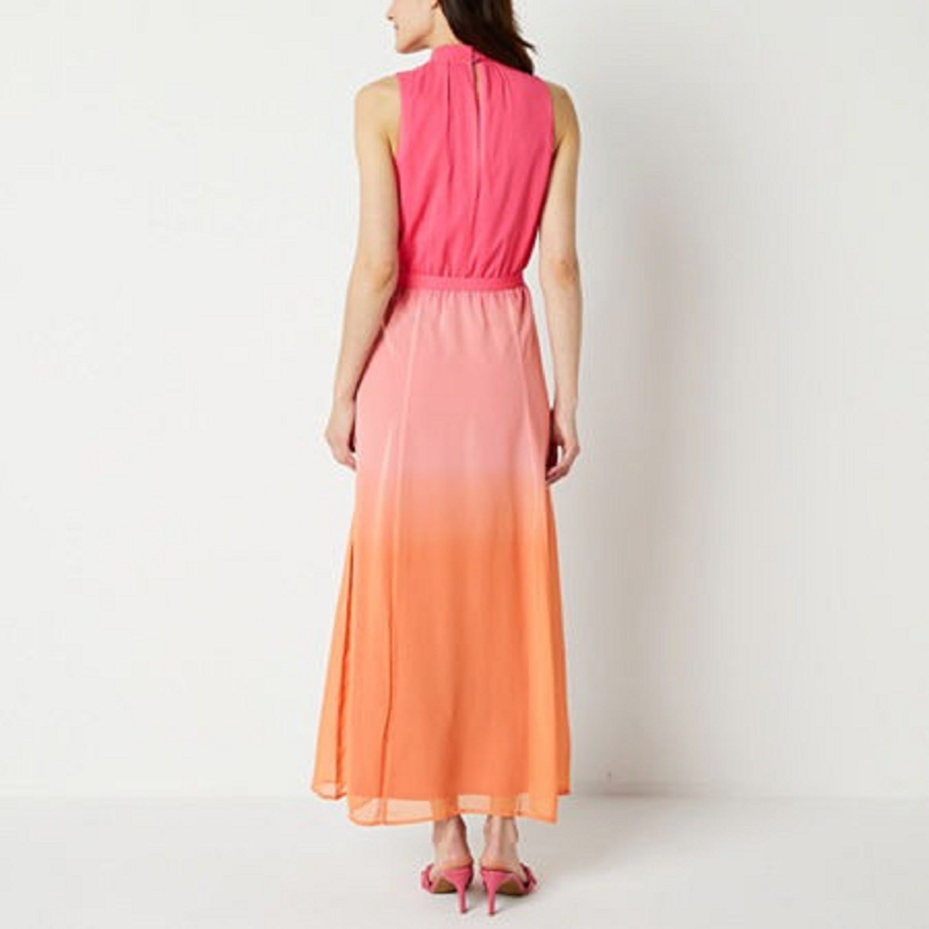 Rabbit Design Women's Sleeveless Ombre Maxi Dress, Size 16, Orange - High Quality